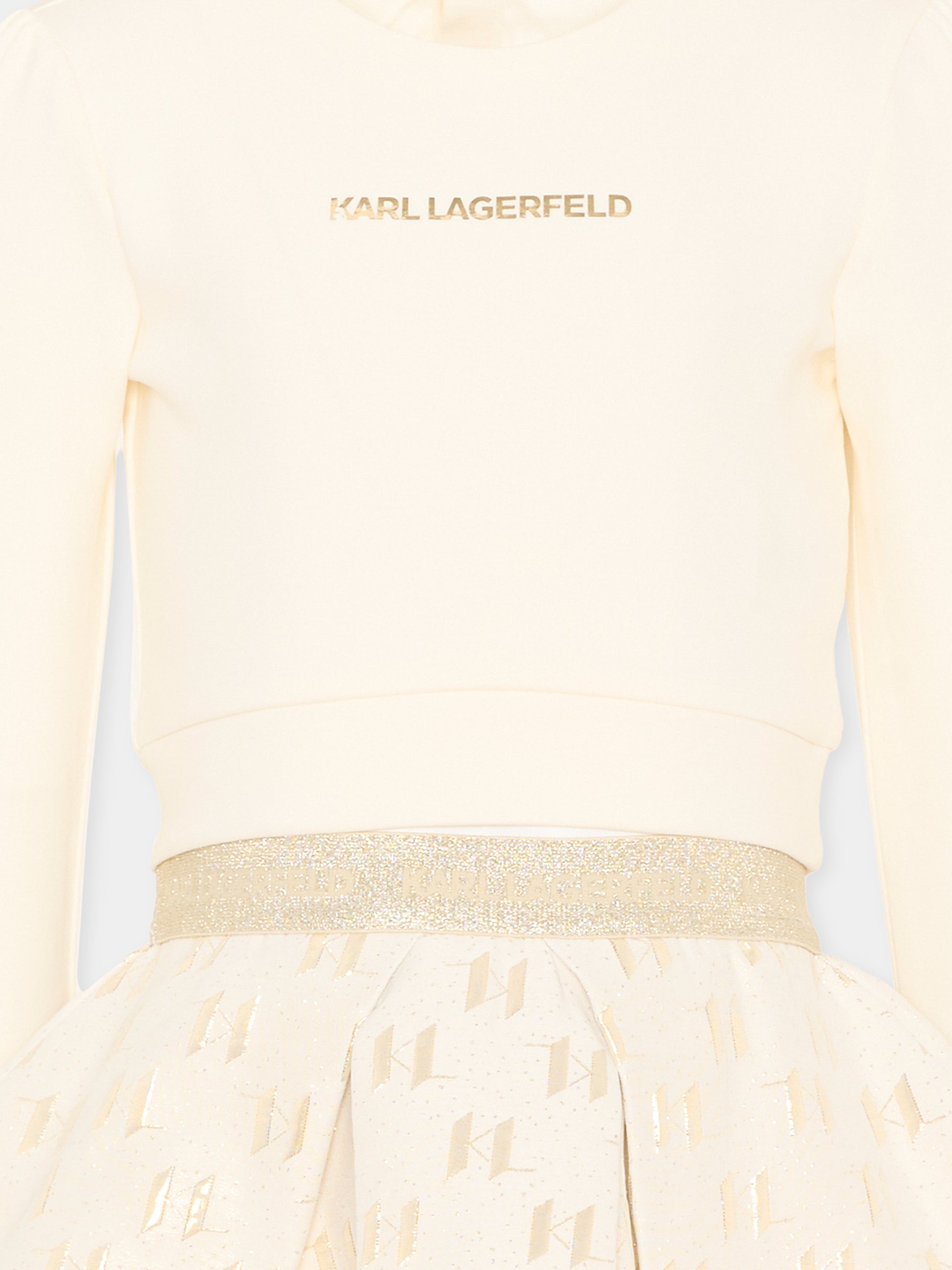 Completo sportivo avorio per bambina con logo,Karl Lagerfeld Kids,Z30520 N81