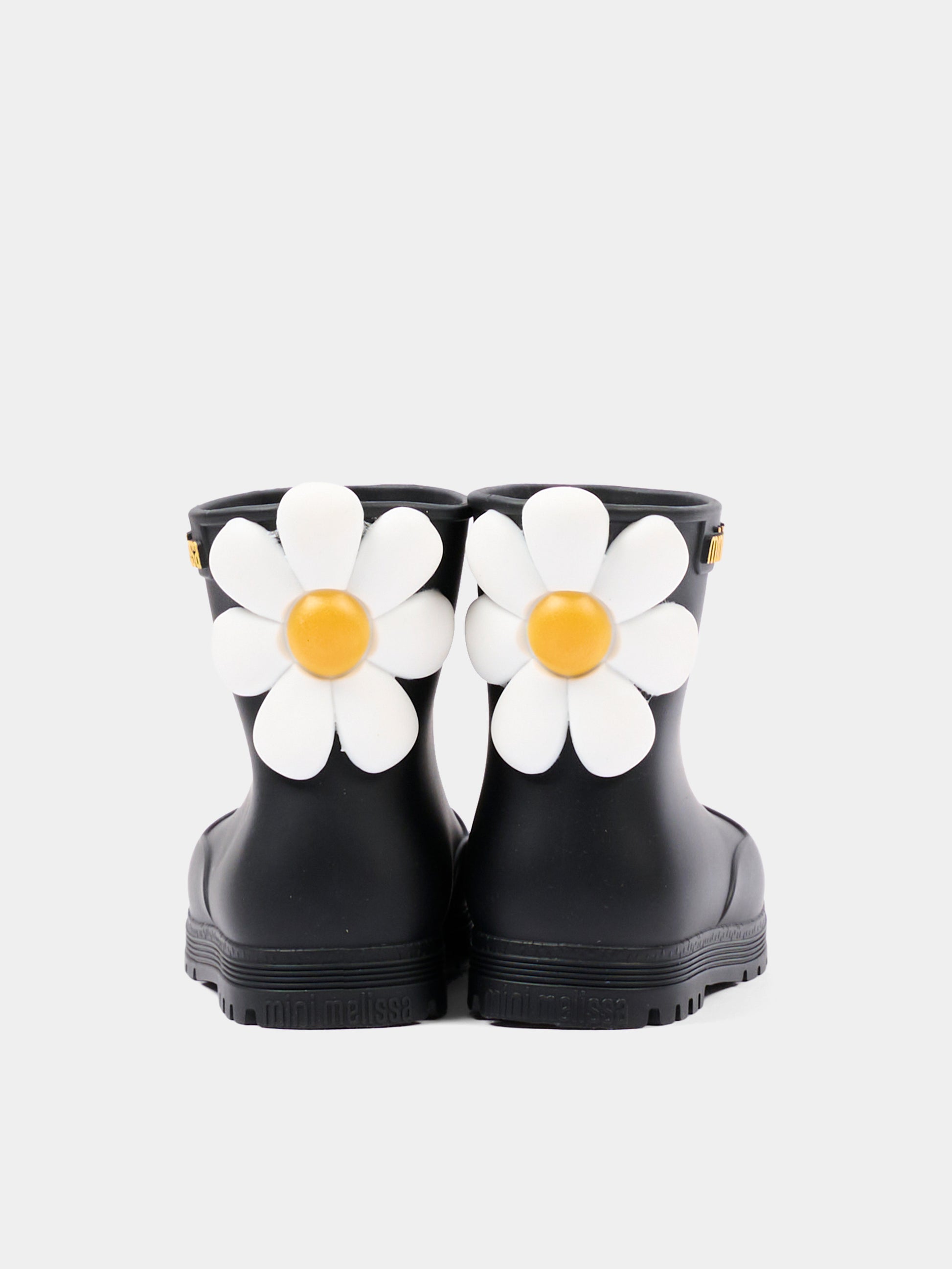 Stivali da pioggia neri per bambina con fiore,Mini Melissa,38061 BW303 06411
