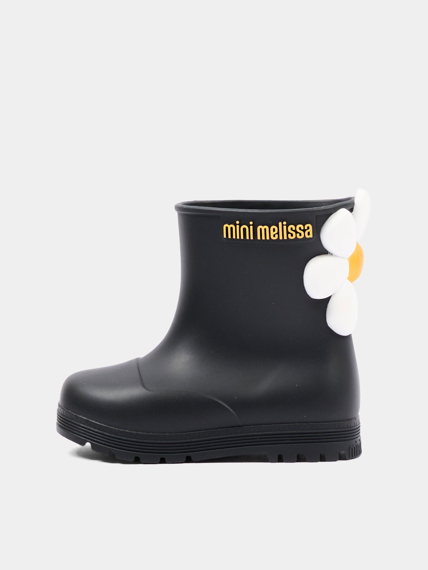 Stivali da pioggia neri per bambina con fiore,Mini Melissa,38061 BW303 06411
