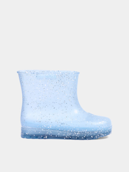 Stivali da pioggia azzurri per bambina con glitter,Mini Melissa,38072 BW130 06071