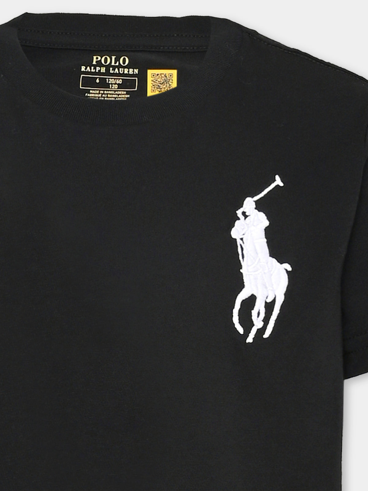 T-shirt a manica corta nera con logo per bambino,Ralph Lauren Kids,832907055