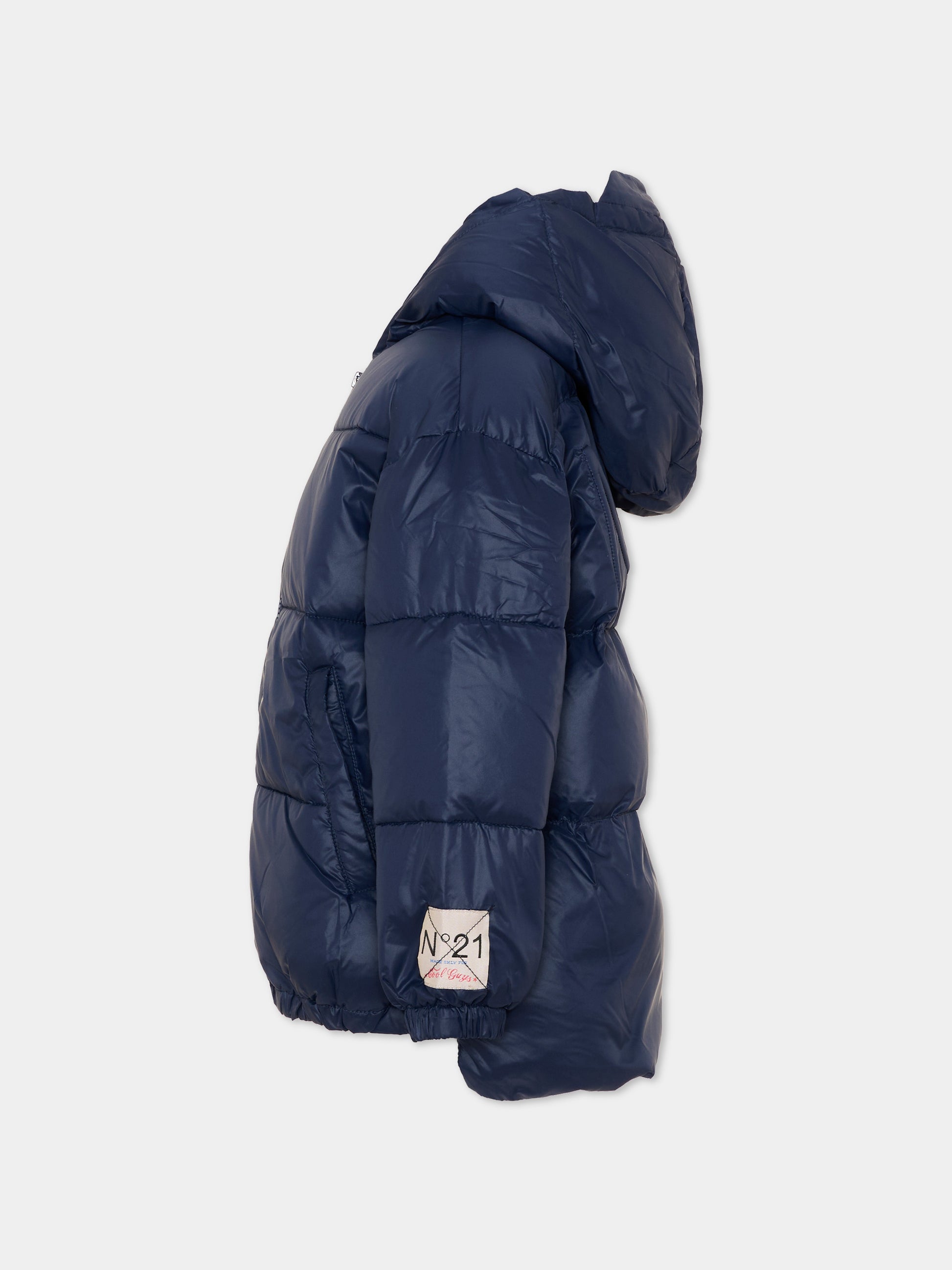 Piumino blu per bambini con logo,N°21 Kids,N2104X N0002 0N824