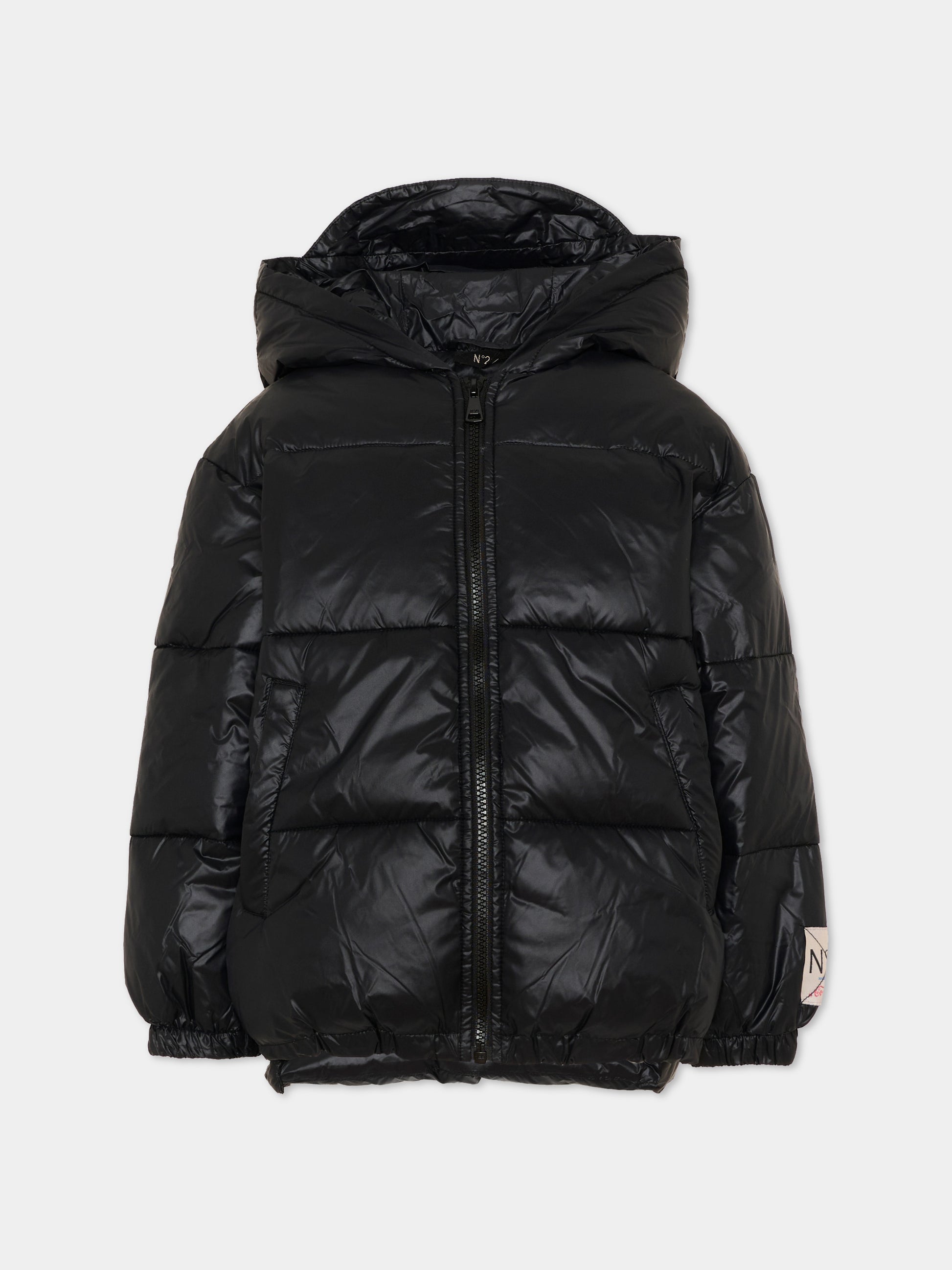 Piumino nero per bambini con logo,N°21 Kids,N2104X N0002 0N900
