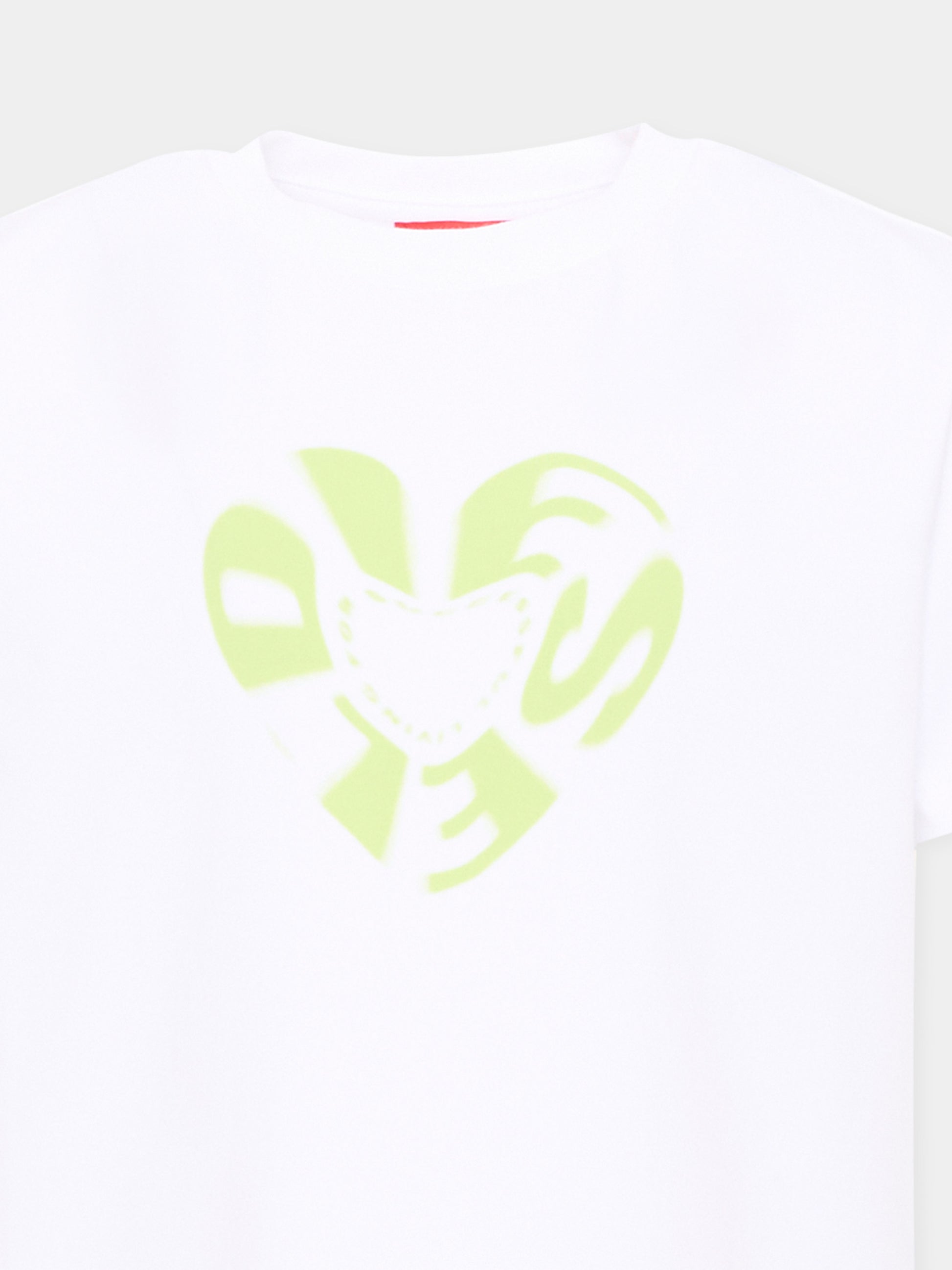 T-Shirt bianca per bambina con logo,Diesel,J02450 0AFAA K100