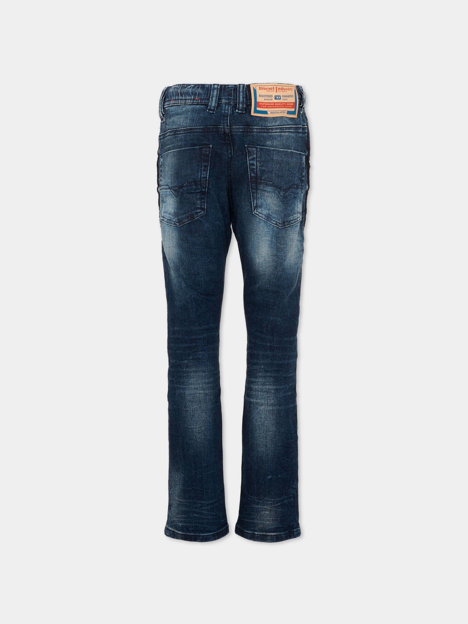 Jeans denim per bambino con patch logo,Diesel,00J3A8 KXBQD K01