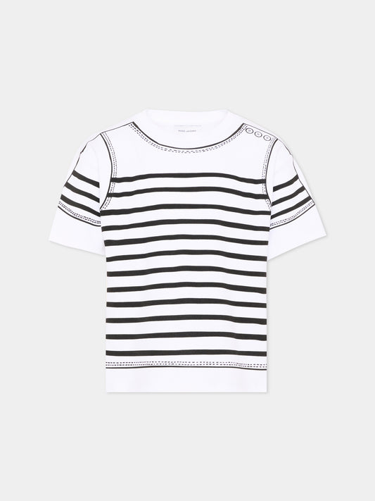 T-shirt bianca per bambina con logo,Marc Jacobs,W60740 10P