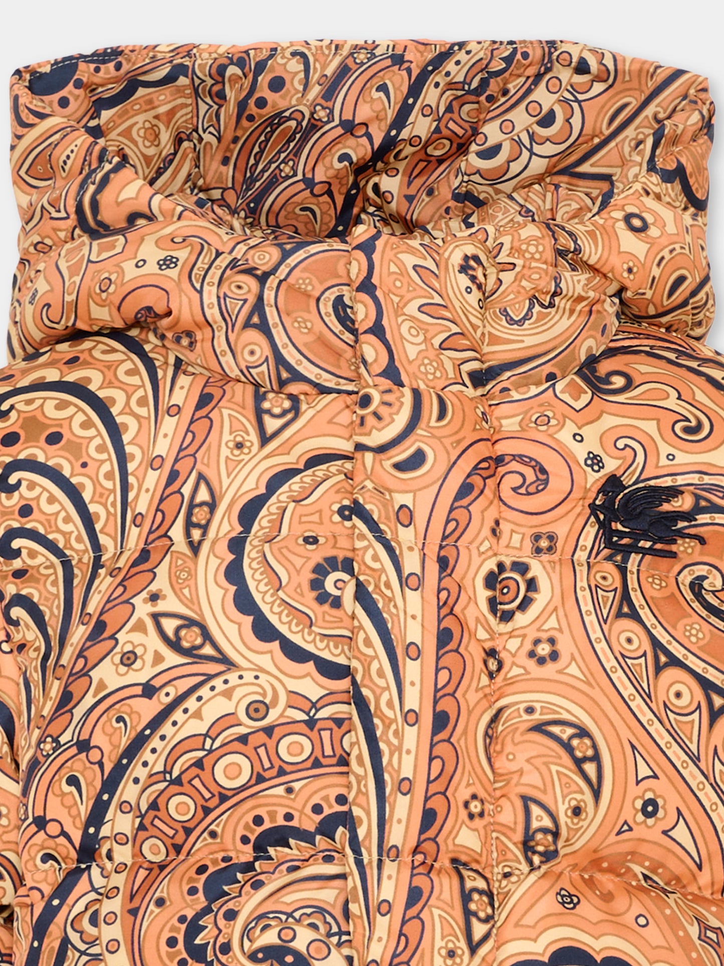 Piumino arancione per bambina con stampa paisley,Etro,GX2P97 N0381 405BL