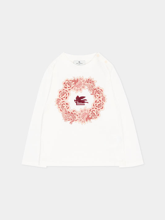 T-Shirt avorio per neonata con Pegaso,Etro,GX8000 Z3186 101RS