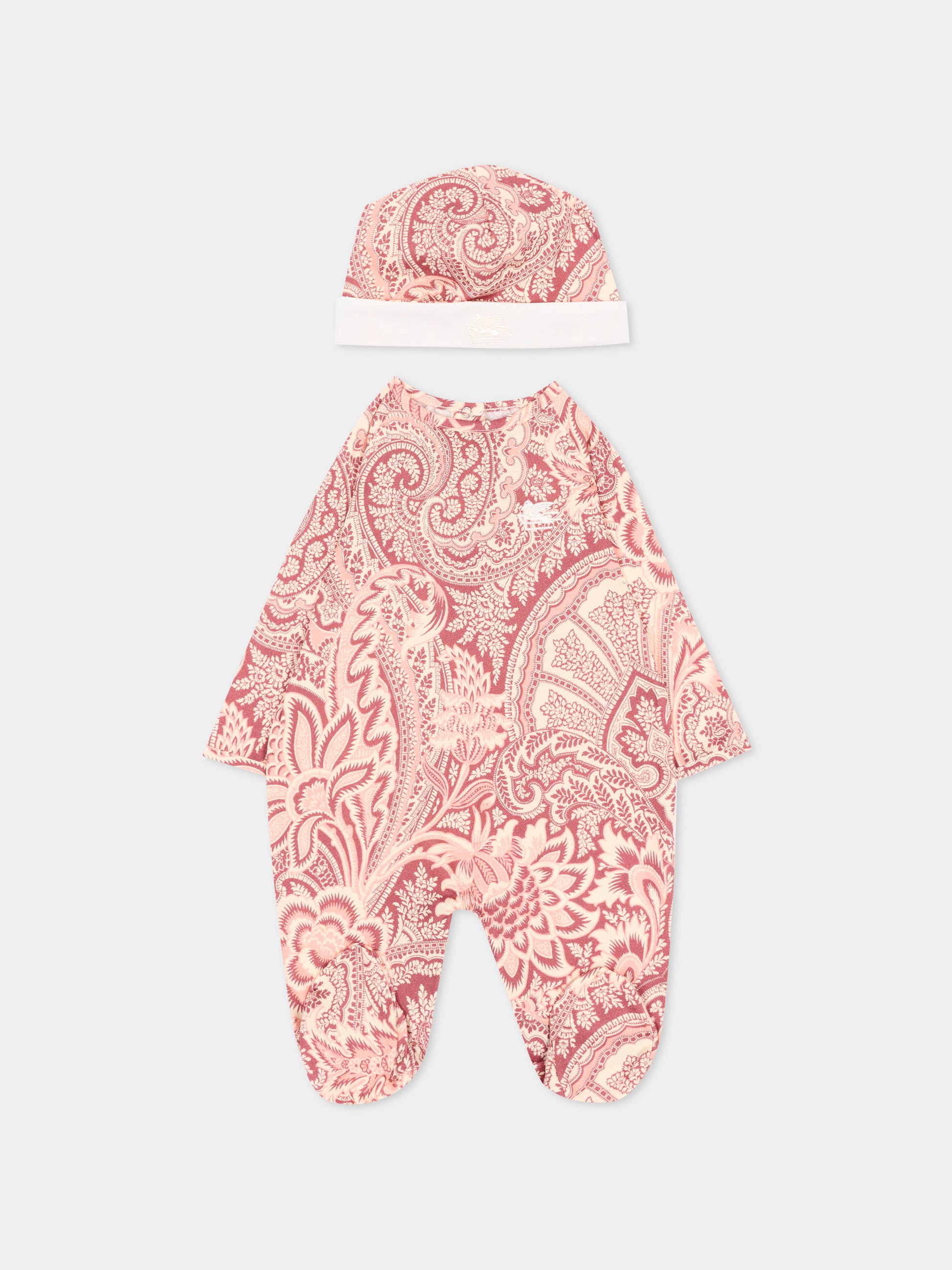 Set tutina rosa per neonati con stampa paisley,Etro,GXB540 Z3377 416RS