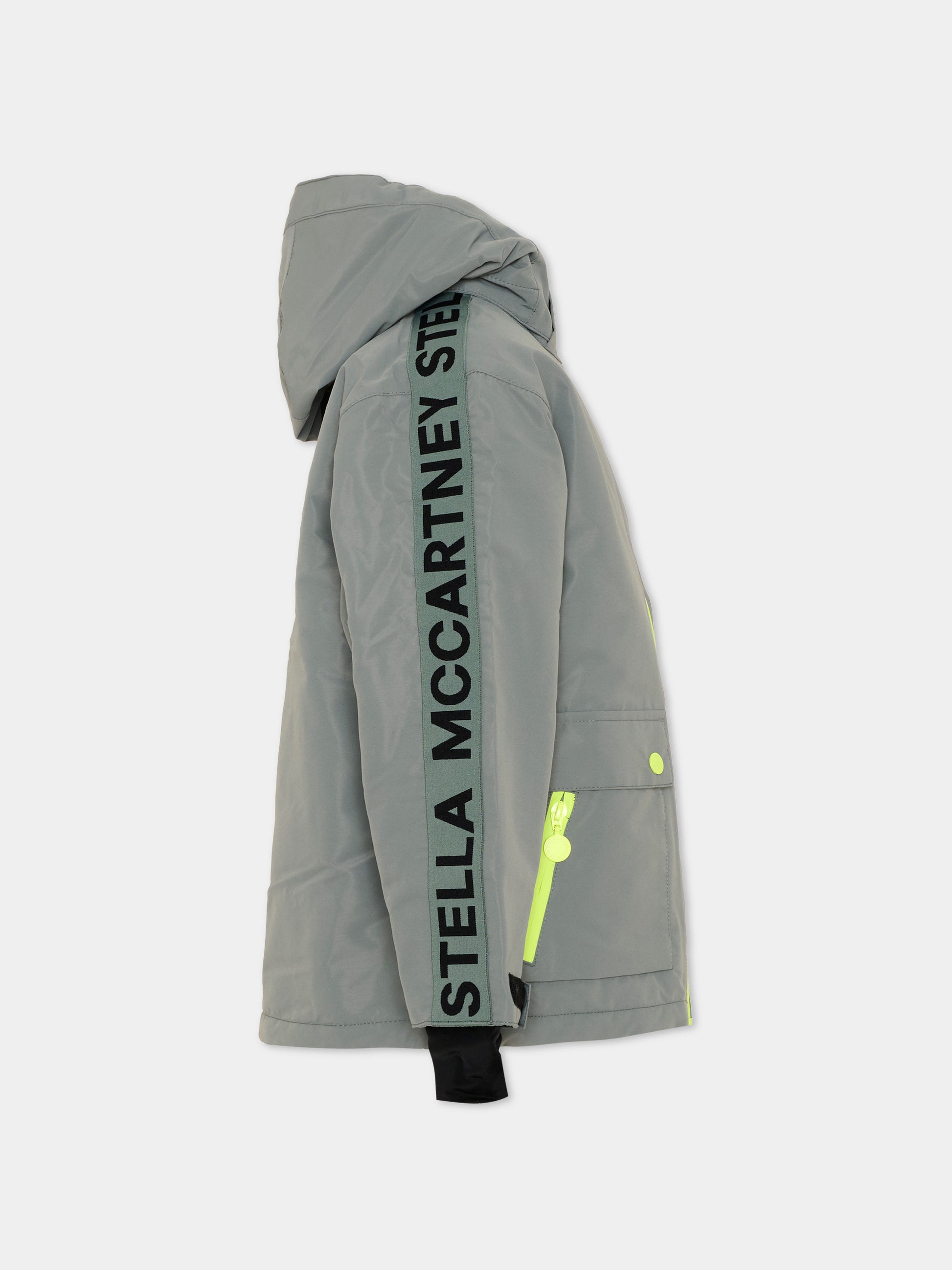 Piumino verde per bambina con logo,Stella Mccartney Kids,TX2P00 Z0432 760