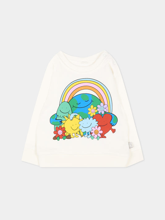Felpa avorio per neonata con arcobaleno,Stella Mccartney Kids,TX4010 Z0453 101