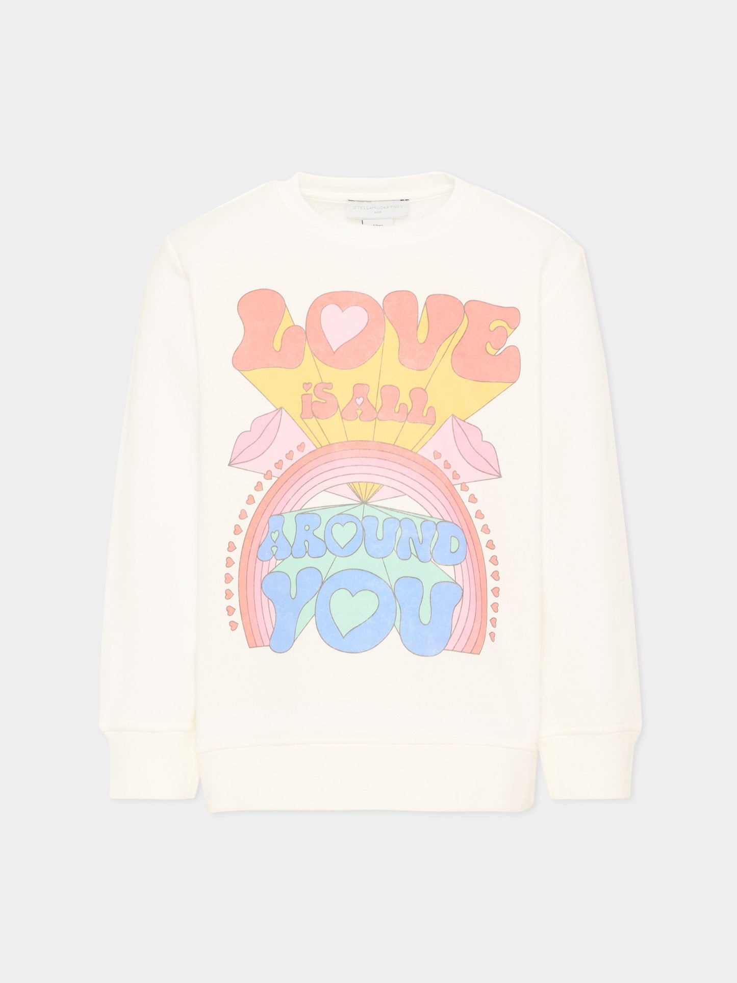 Felpa avorio per bambina con stampa,Stella Mccartney Kids,TX4C00 Z0453 101