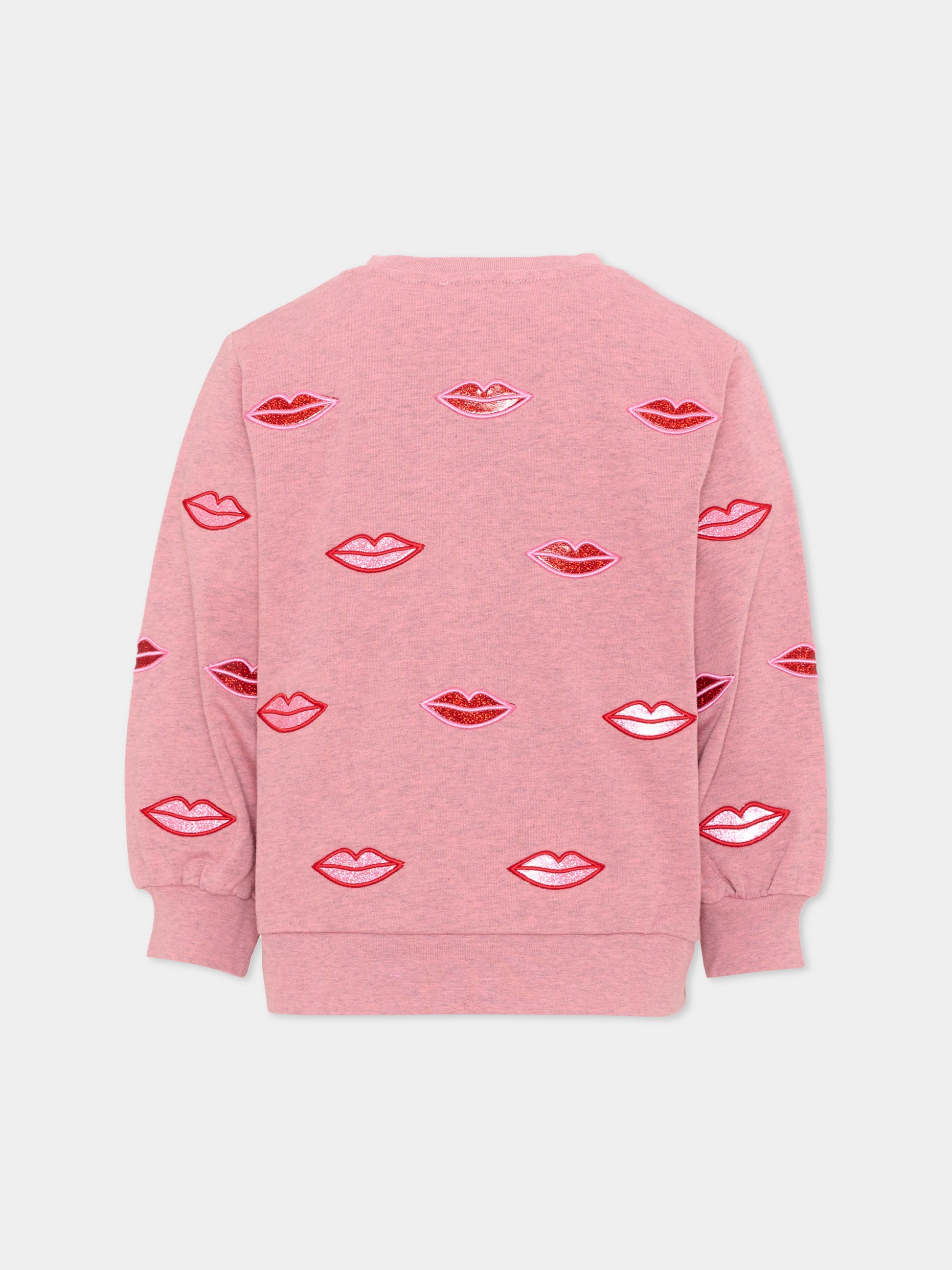 Felpa rosa per bambina con labbra,Stella Mccartney Kids,TX4C30 Z3061 883