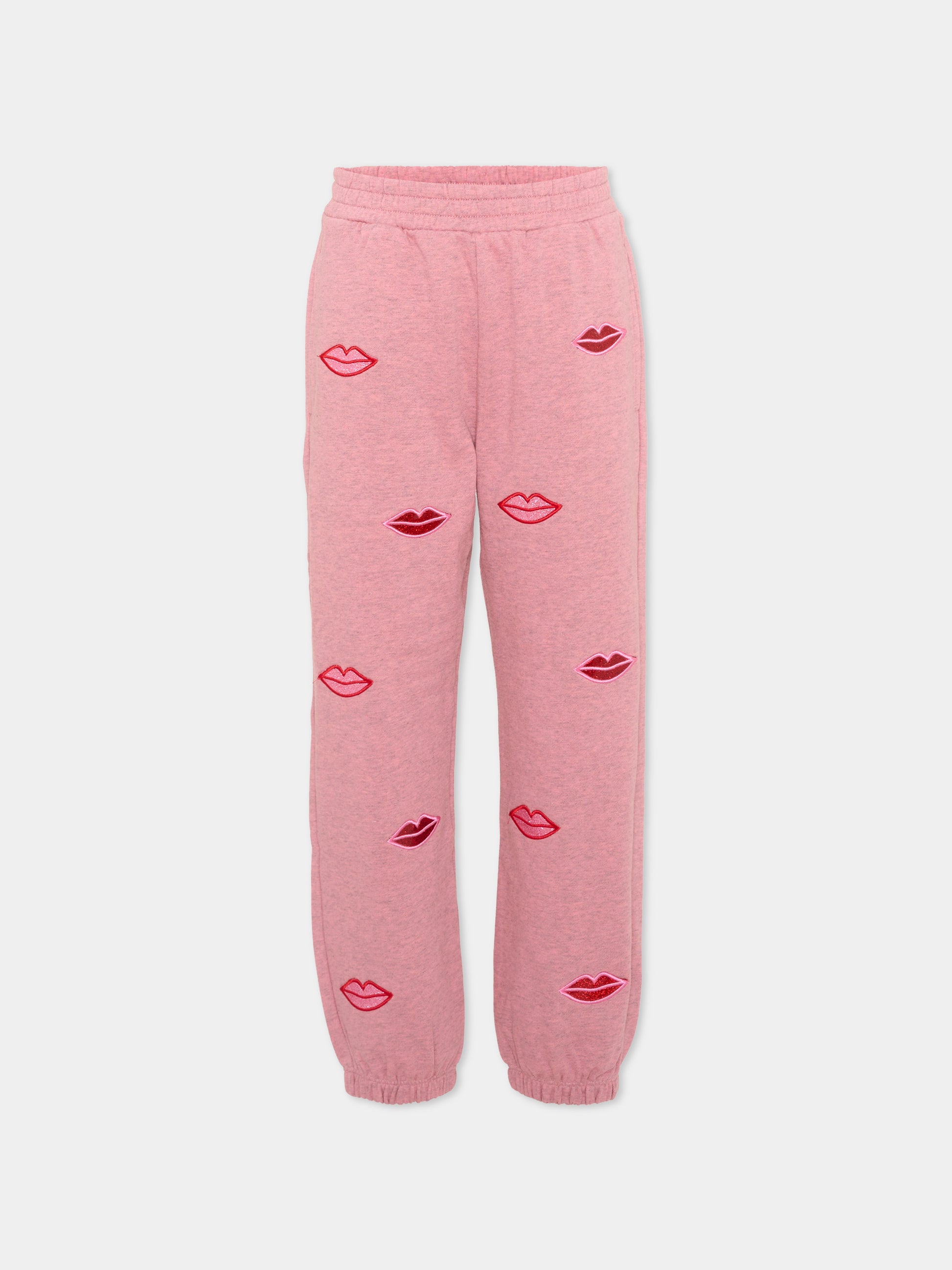 Pantaloni sportivi rosa per bambina con labbra,Stella Mccartney Kids,TX6C90 Z3061 883