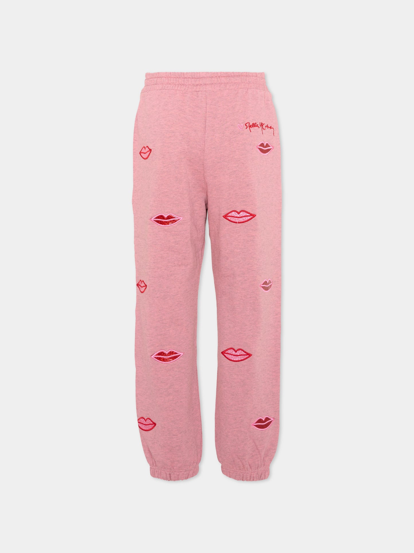 Pantaloni sportivi rosa per bambina con labbra,Stella Mccartney Kids,TX6C90 Z3061 883