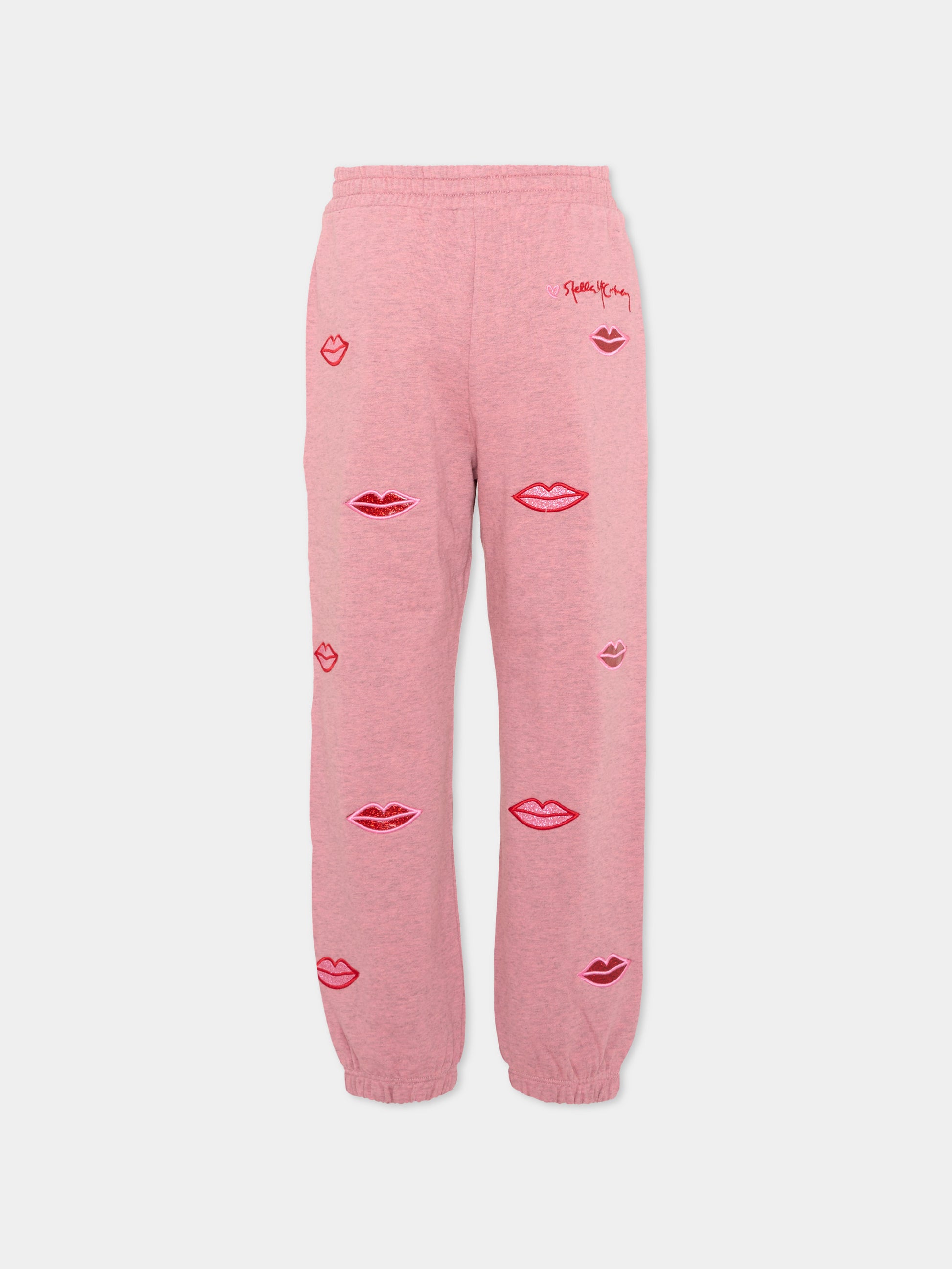 Pantaloni sportivi rosa per bambina con labbra,Stella Mccartney Kids,TX6C90 Z3061 883