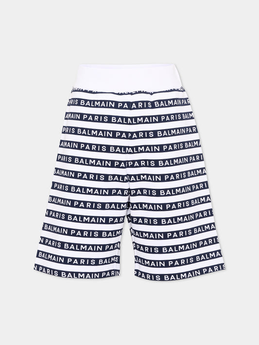 Shorts sportivi blu per bambini con logo,Balmain Kids,BU6P99 Z1909 100BL