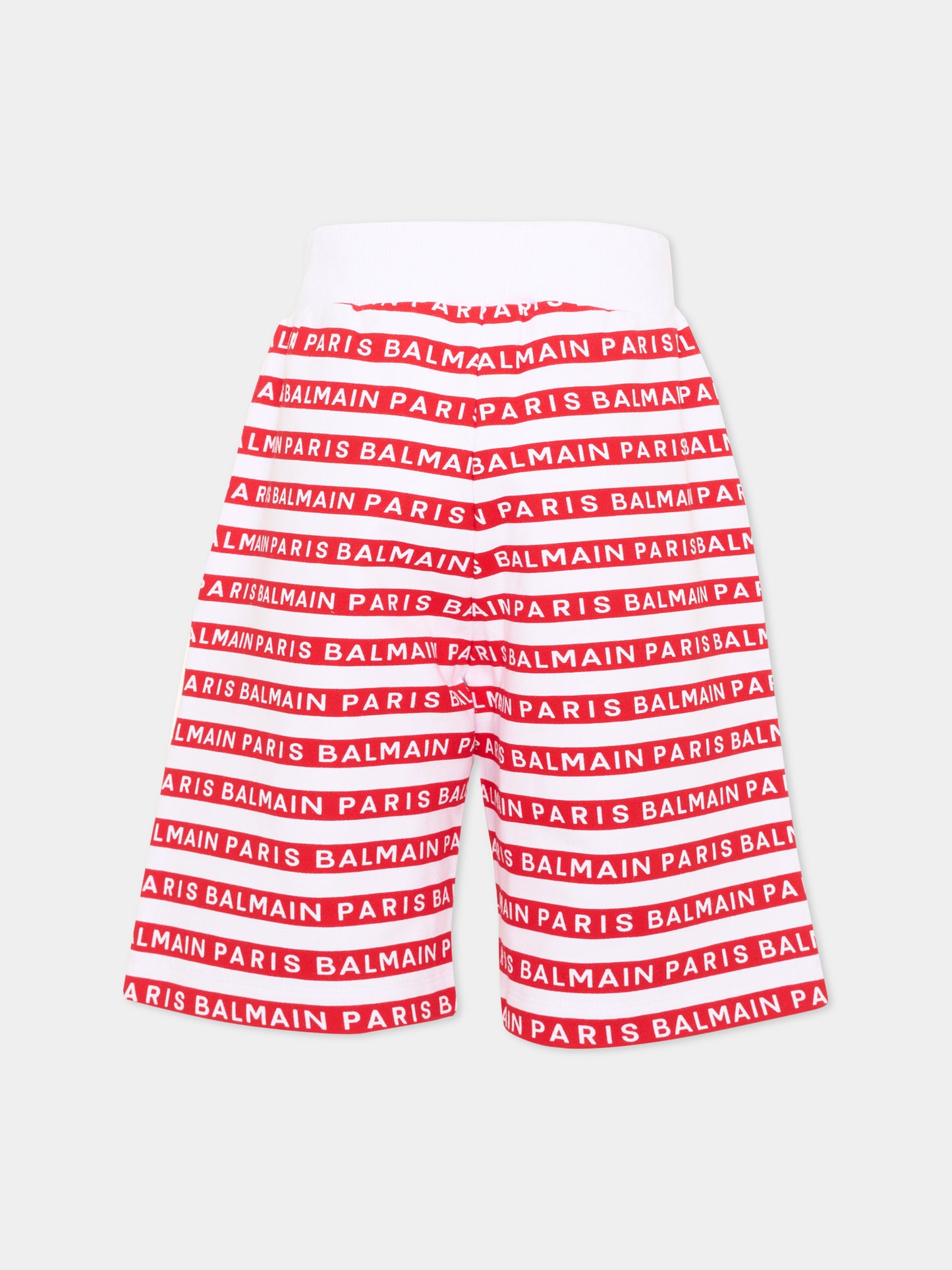 Shorts sportivi rossi per bambini con logo,Balmain Kids,BU6P99 Z1909 100RO