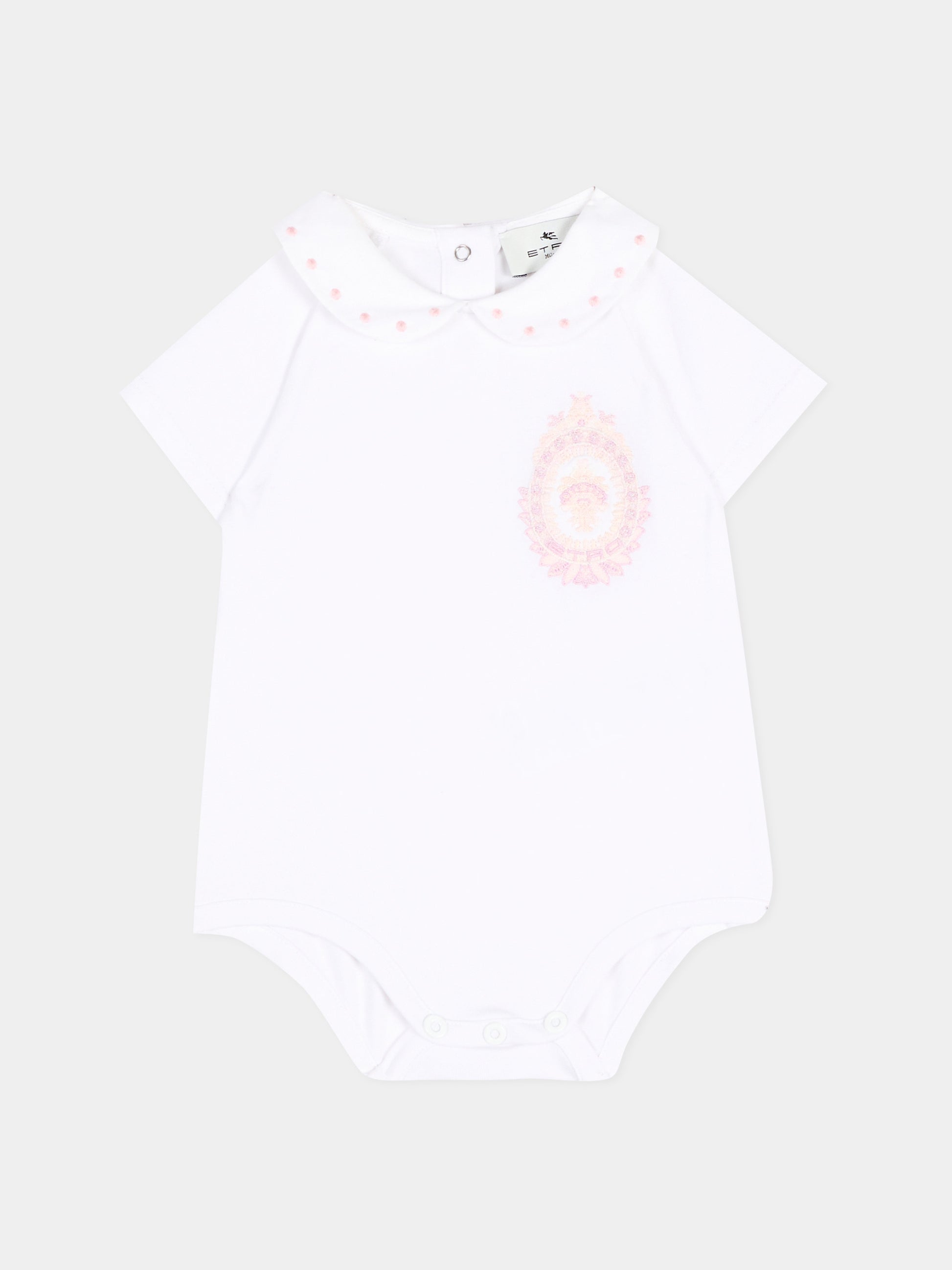 Body bianco per neonata con ricamo,Etro,GUA521 J0382 100RS