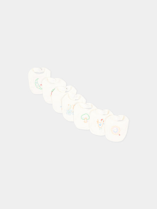 Bavaglino avorio per neonato con ricami,Stella Mccartney Kids,TVB630 Z0669 101