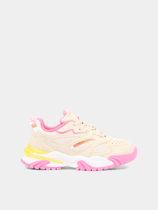 Sneakers beige per bambina con logo,Billieblush,U21991 148