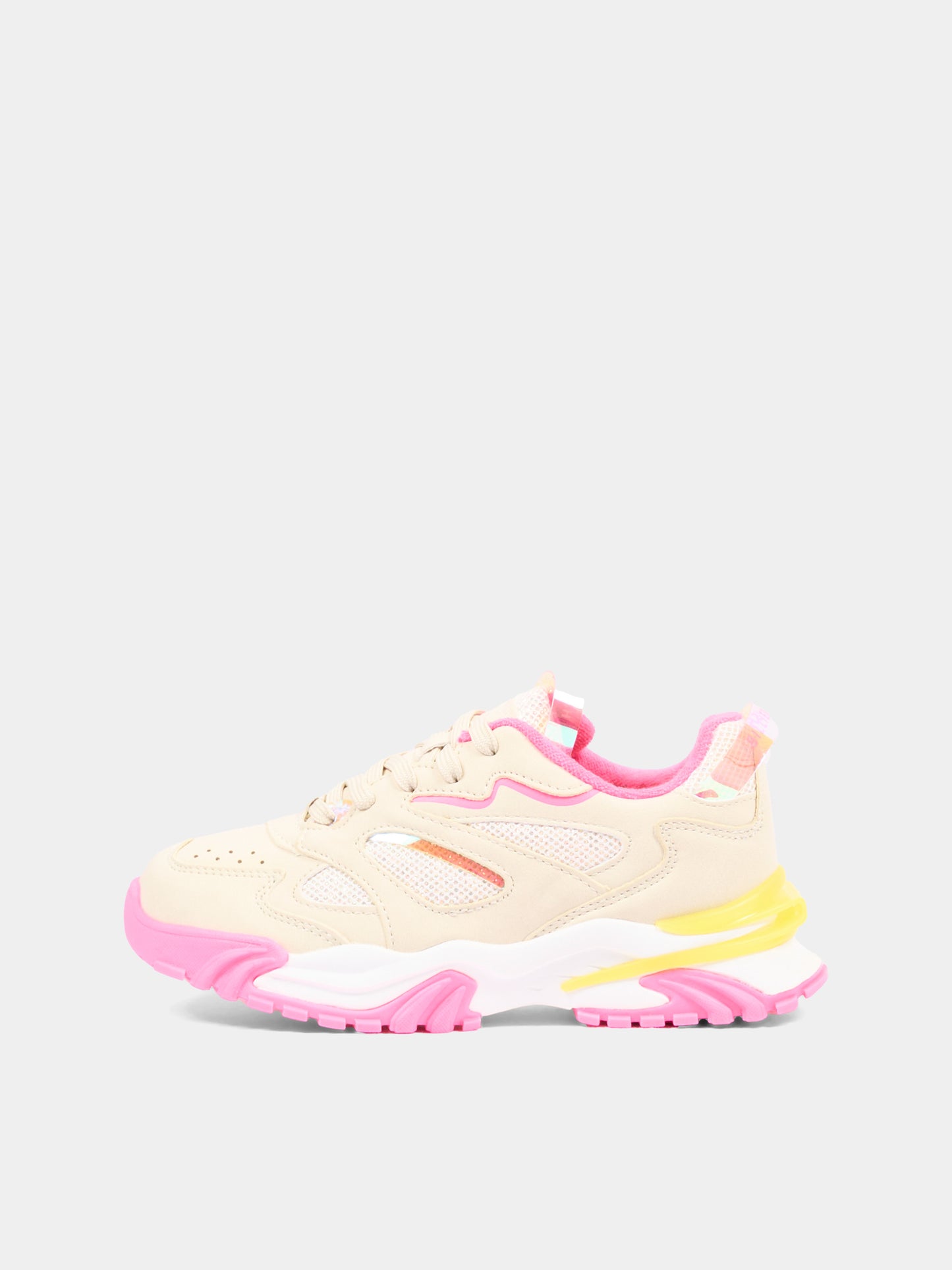 Sneakers beige per bambina con logo,Billieblush,U21991 148