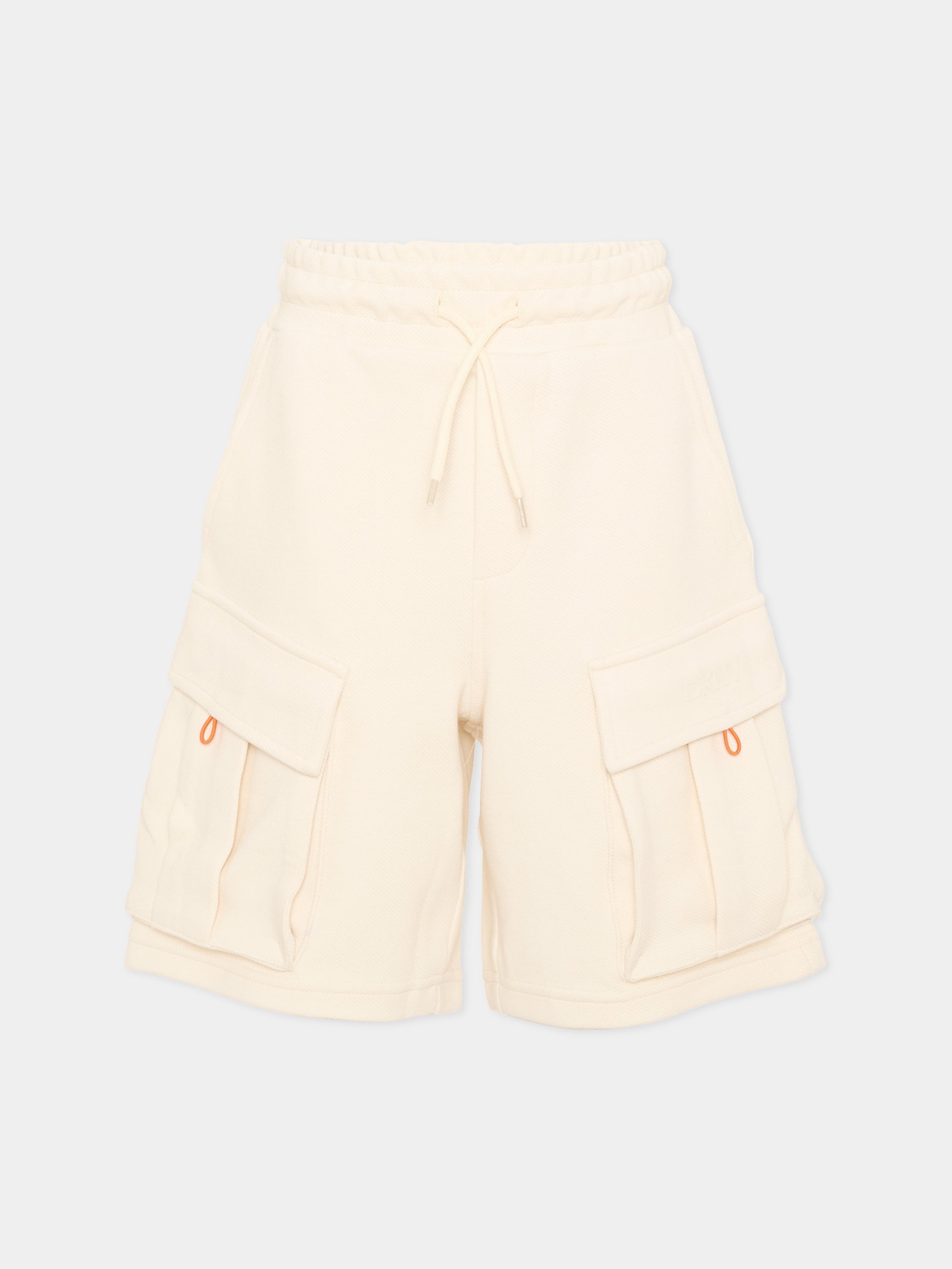 Shorts avorio per bambino con tasche cargo,Dkny,D62523 519
