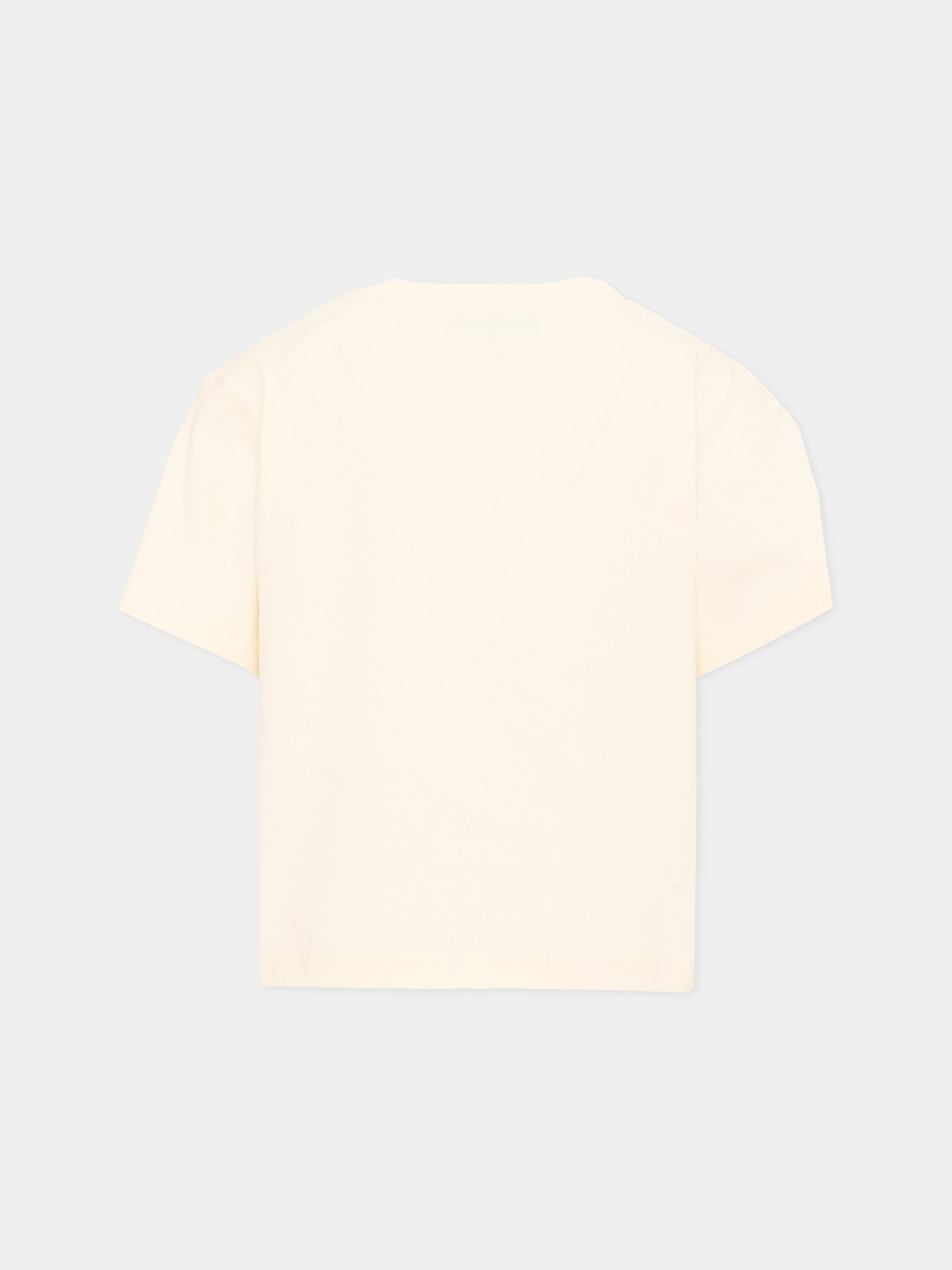 T-Shirt avorio per bambino con logo,Dkny,D62542 519