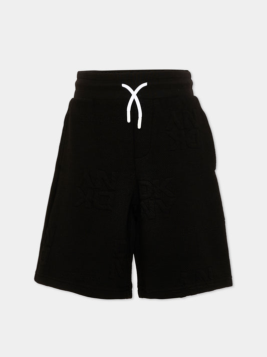 Shorts sportivi neri per bambino con logo,Dkny,D62525 09B