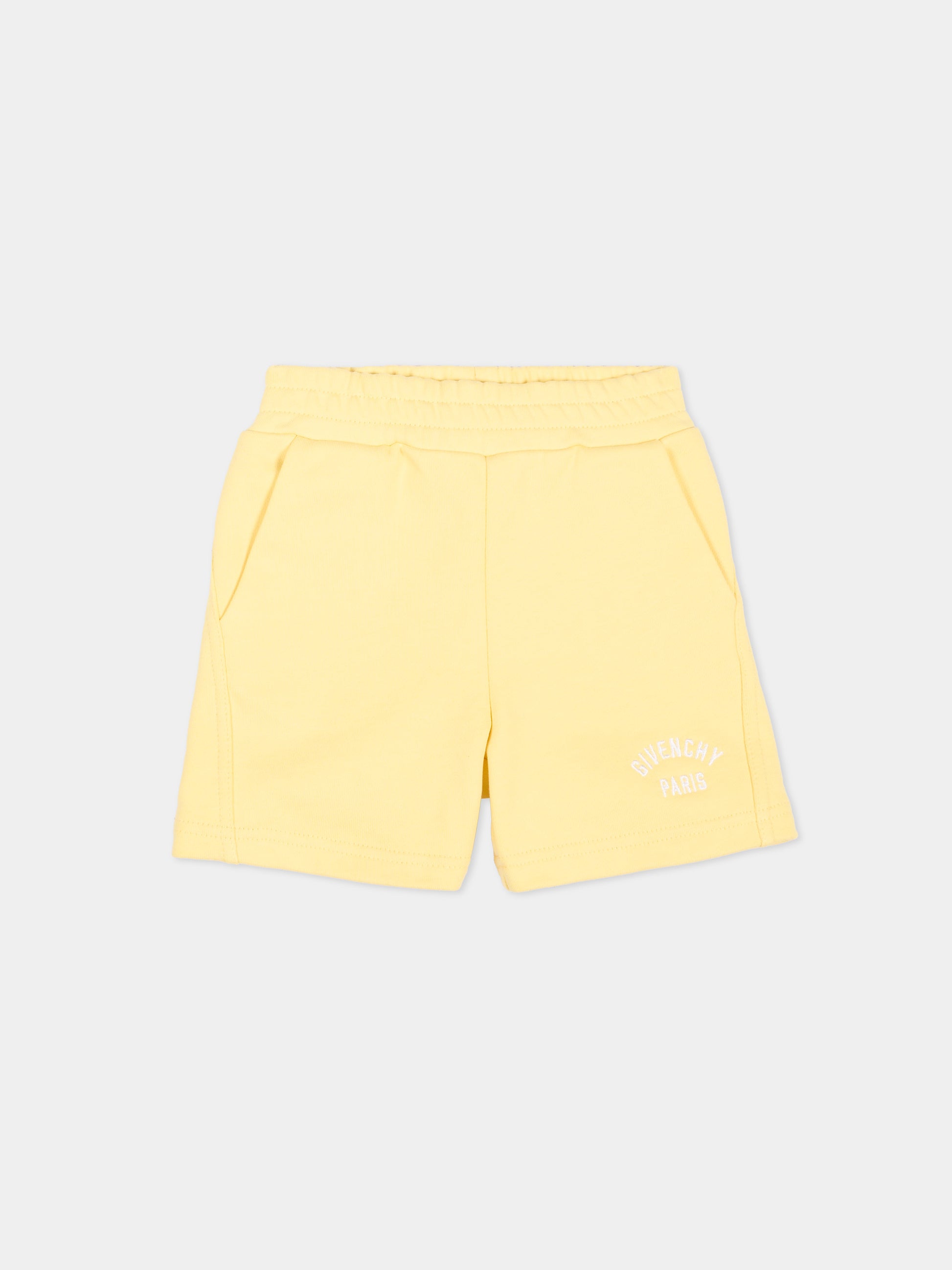 Shorts sportivi gialli per neonati con logo,Givenchy Kids,H31231 524