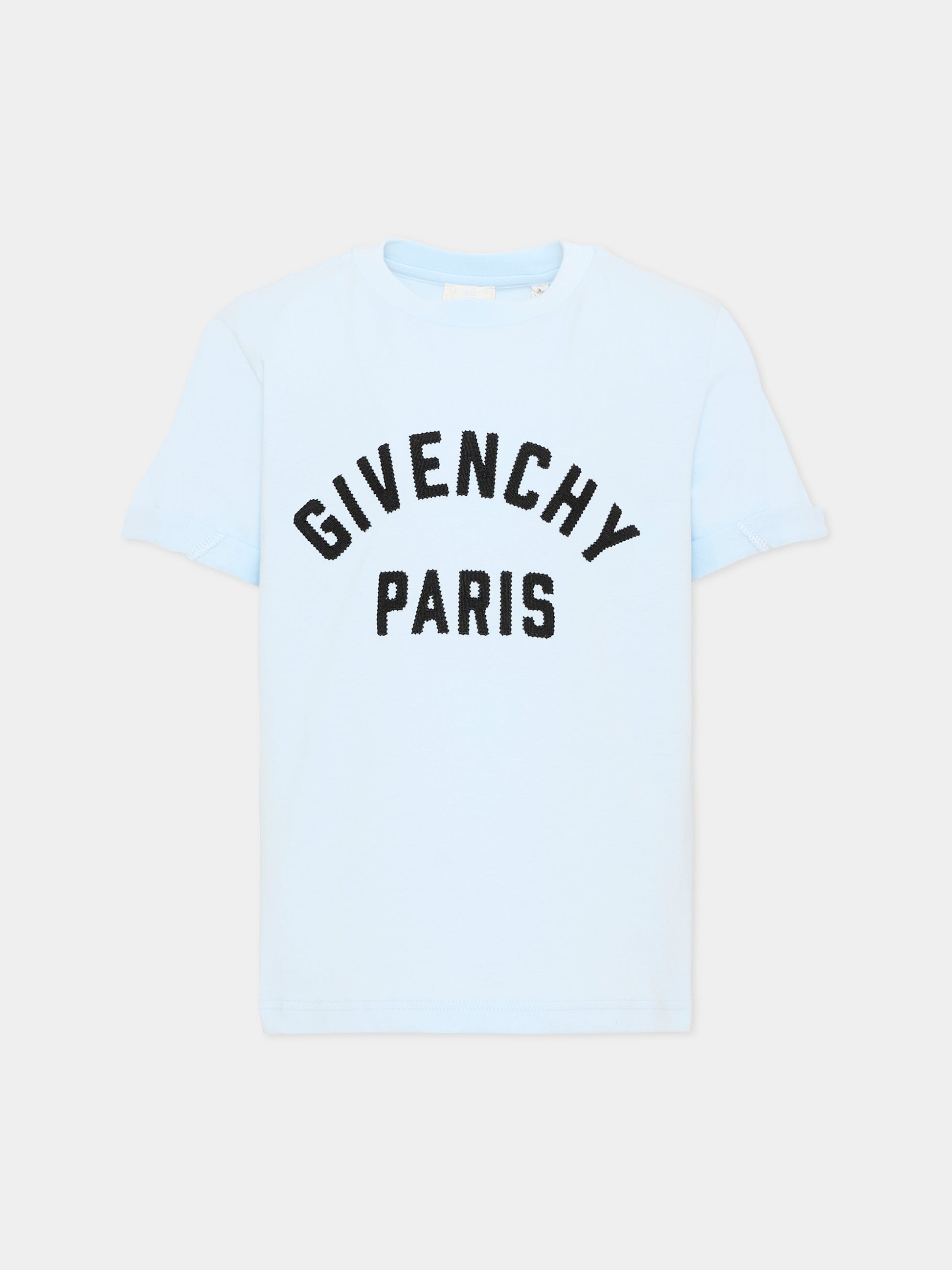 T-shirt celeste per bambini con logo,Givenchy Kids,H31109 77L