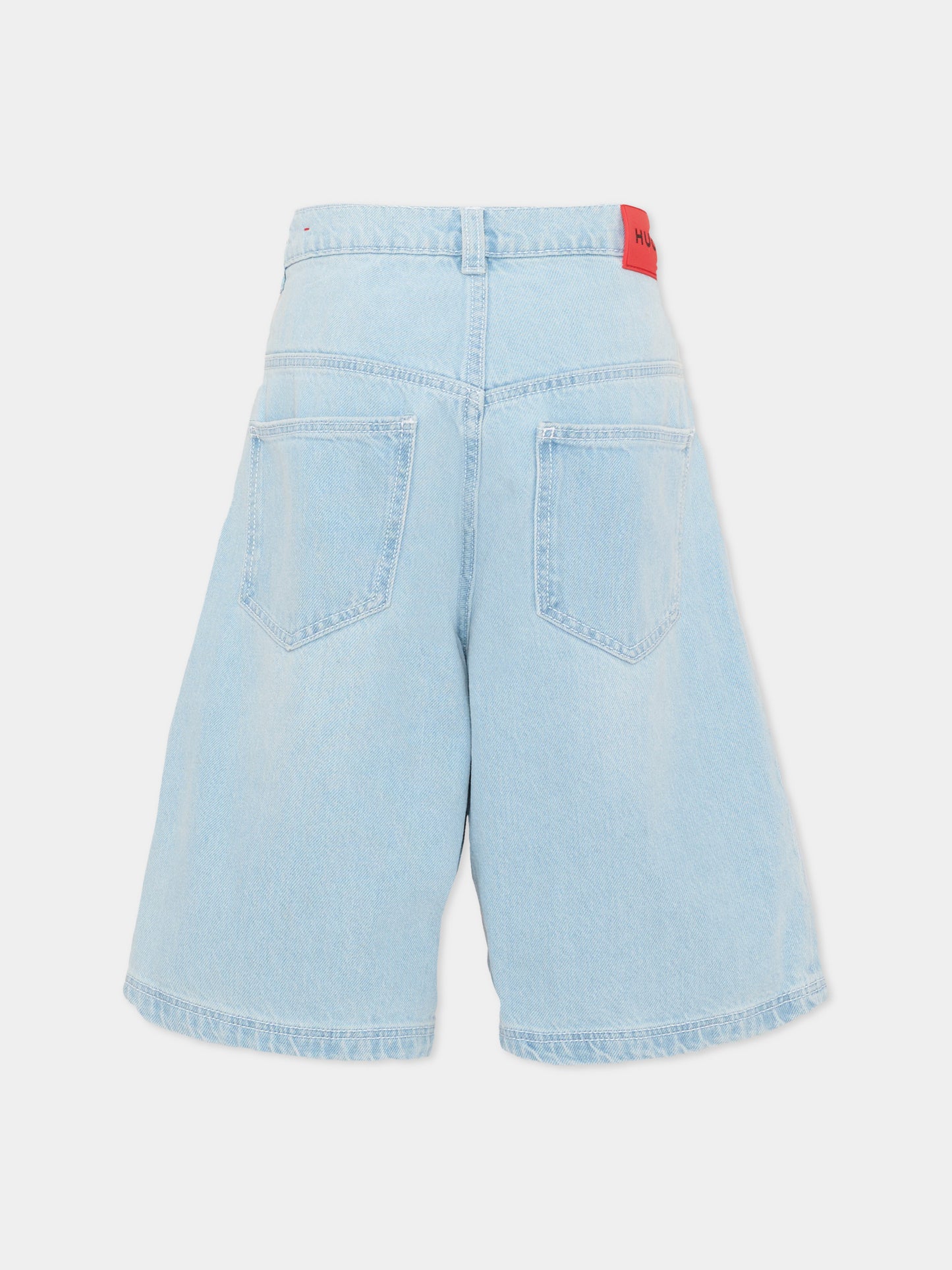 Shorts denim per bambino con logo,Hugo,G00993 Z74
