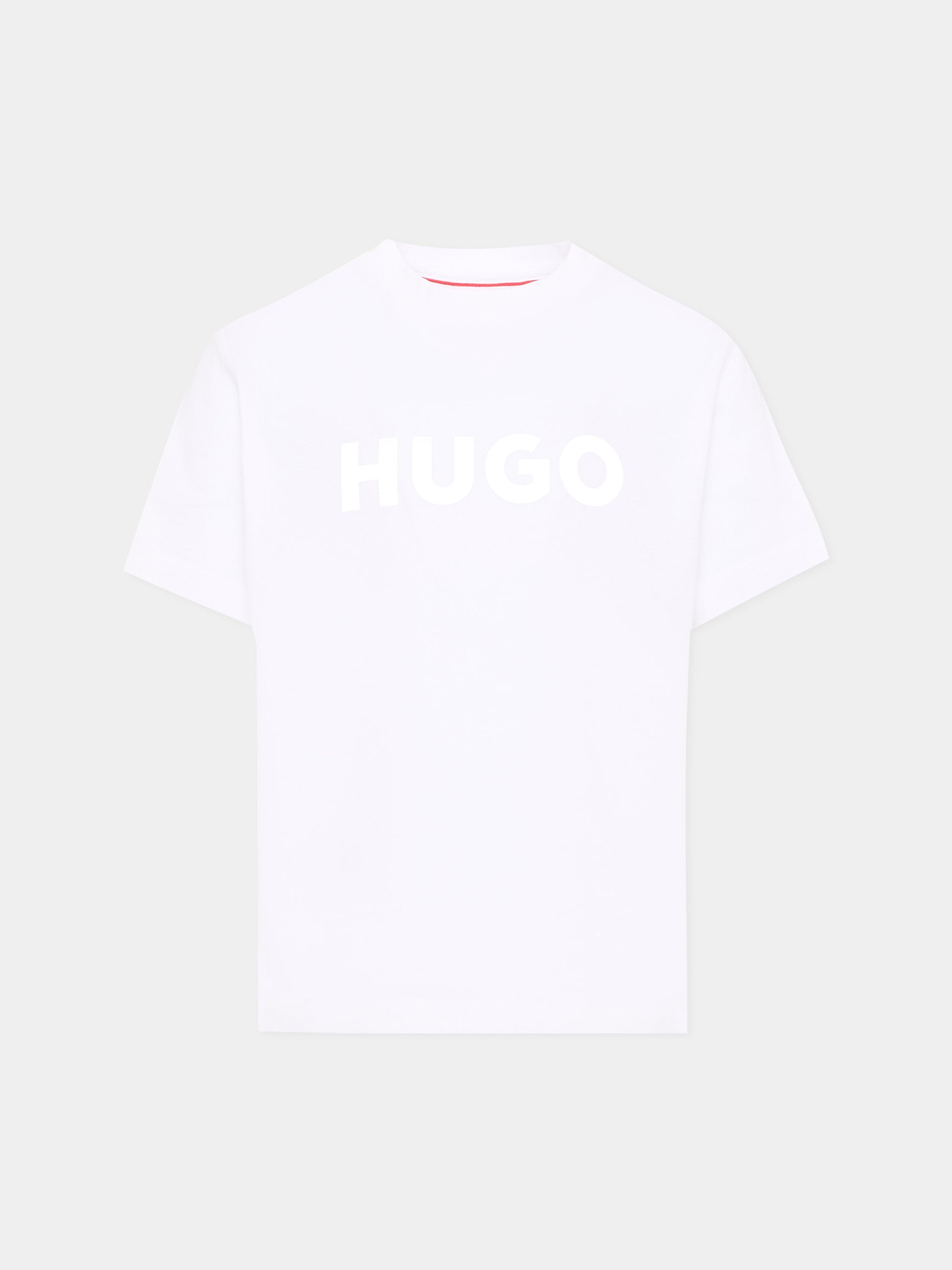 T-Shirt bianca per bambino con logo,Hugo,G01016 10P