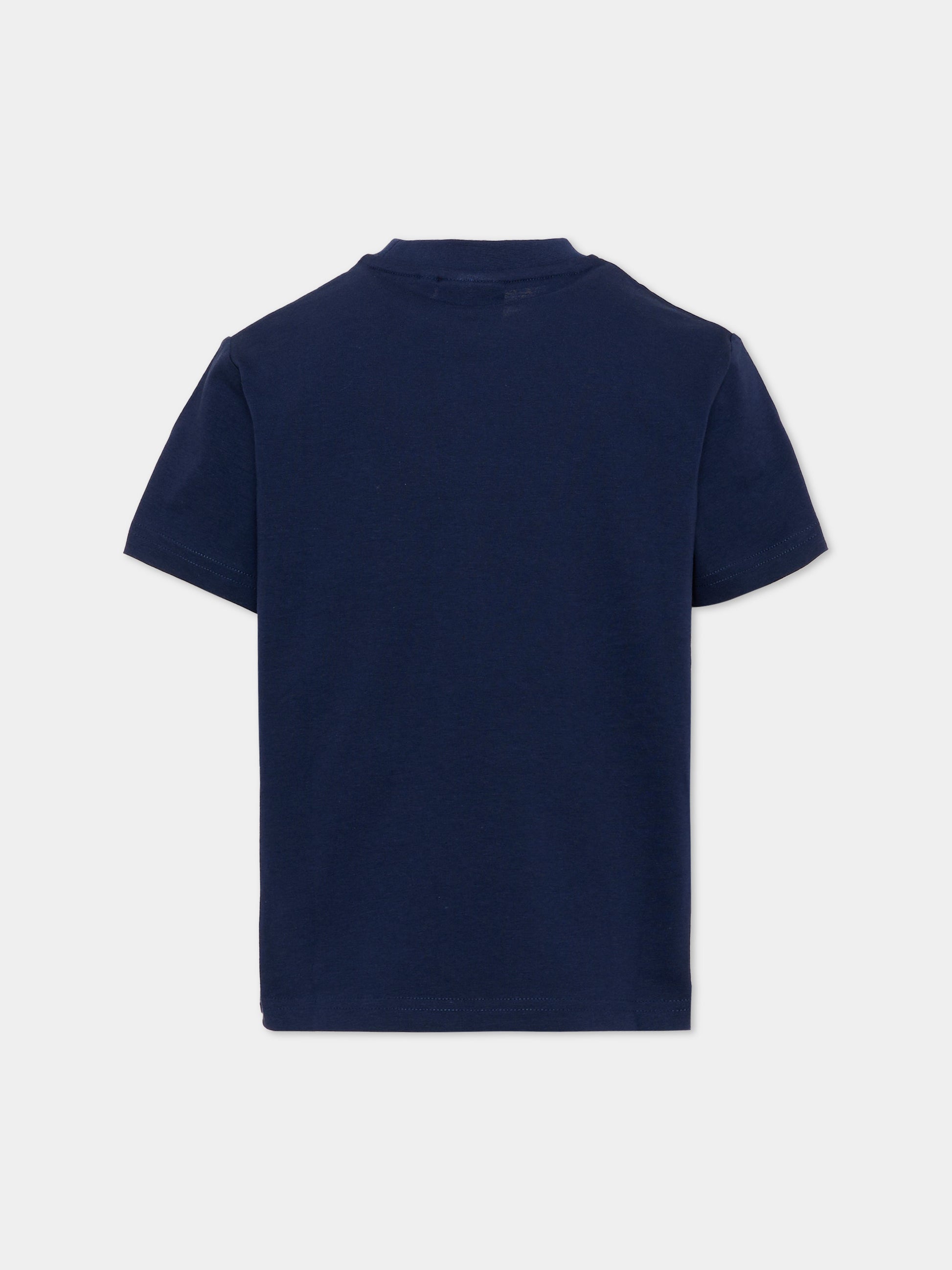 T-Shirt blu per bambino con logo,Hugo,G01016 85C