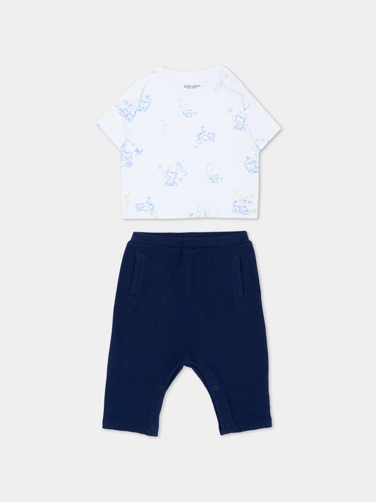 Completo sportivo blu per neonato con tigri,Kenzo Kids,K61598 84N