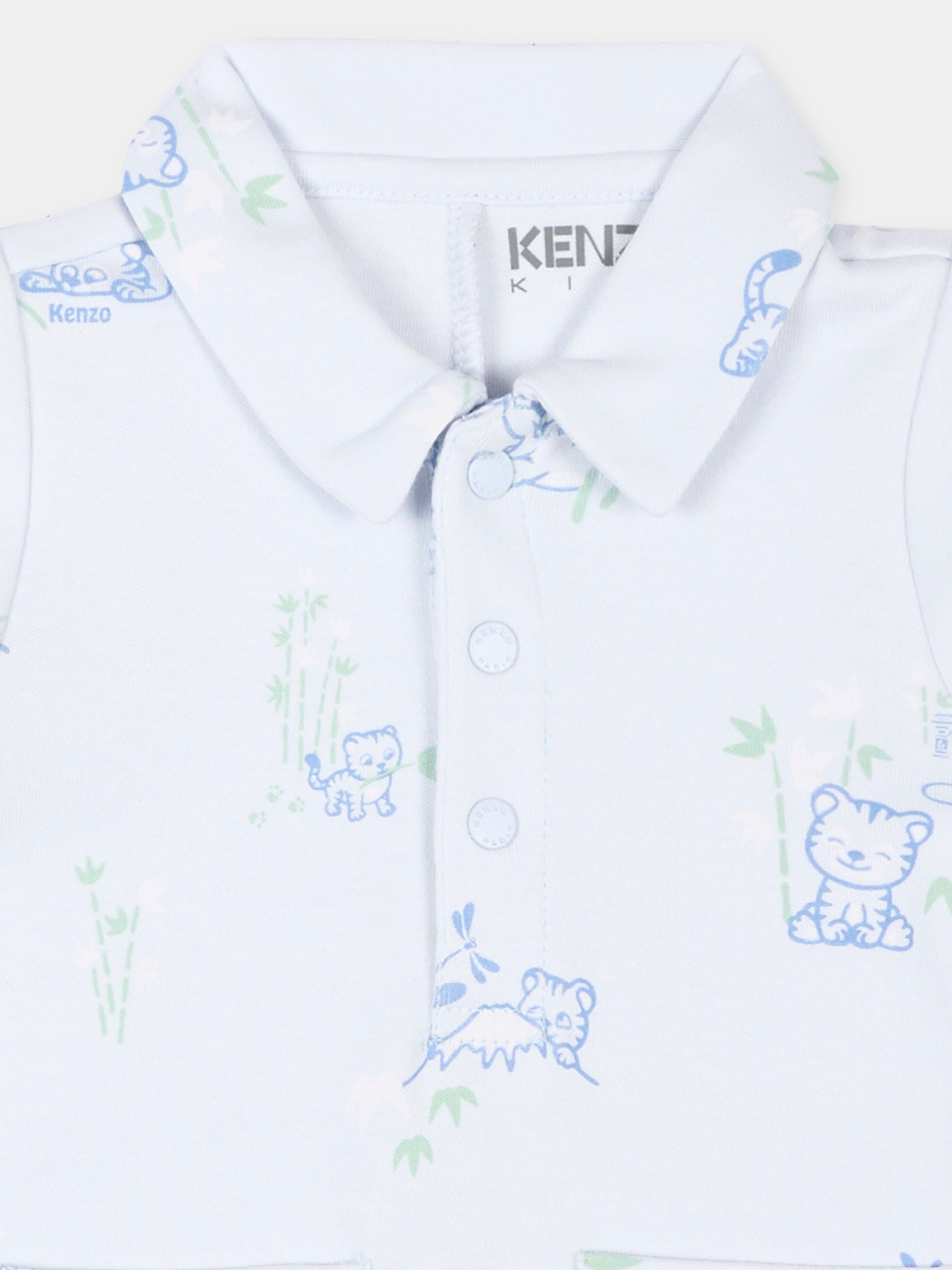 Pagliaccetto celeste per neonato con tigri,Kenzo Kids,K61599 77M