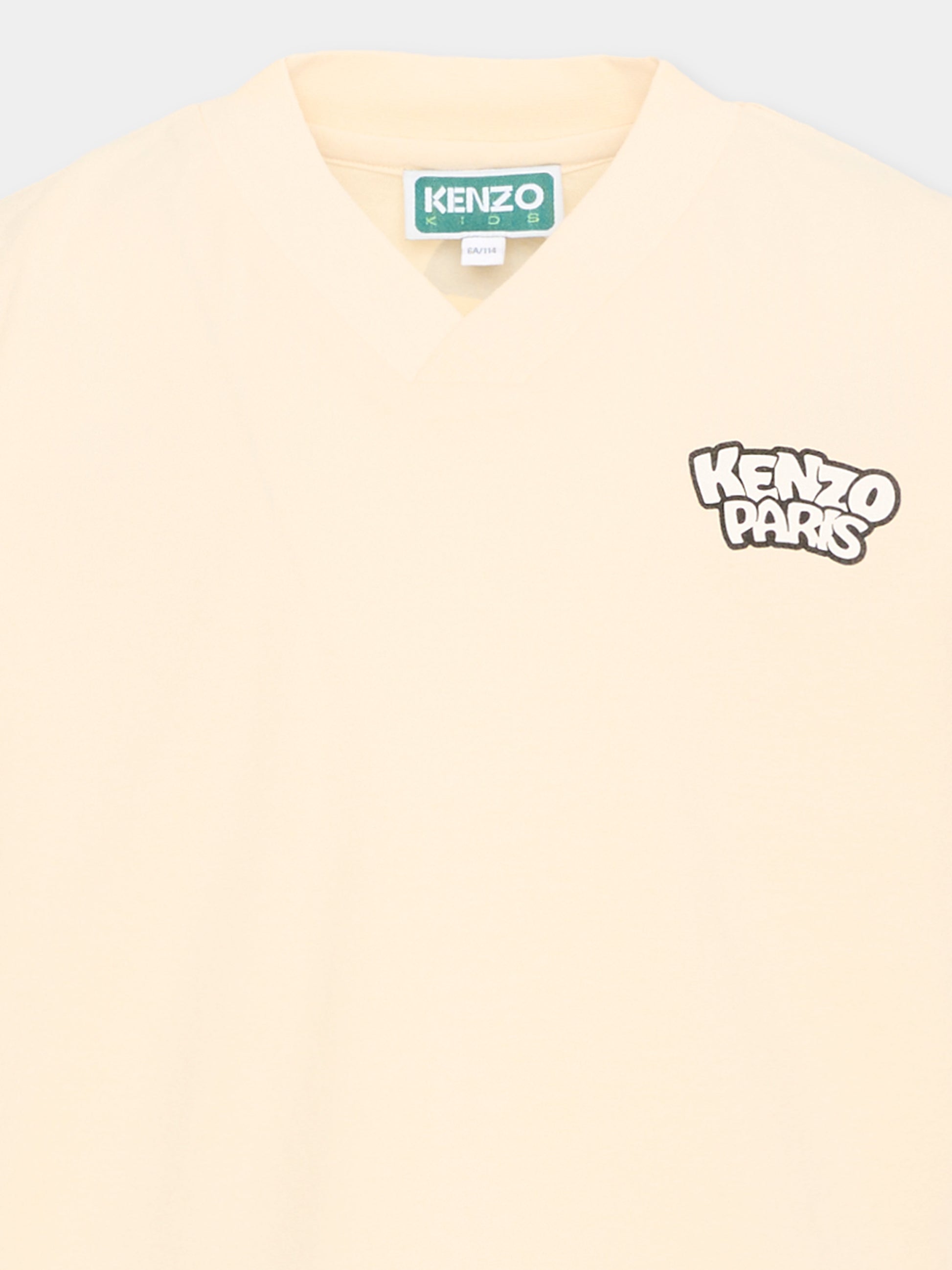 T-Shirt avorio per bambini con logo,Kenzo Kids,K61678 208