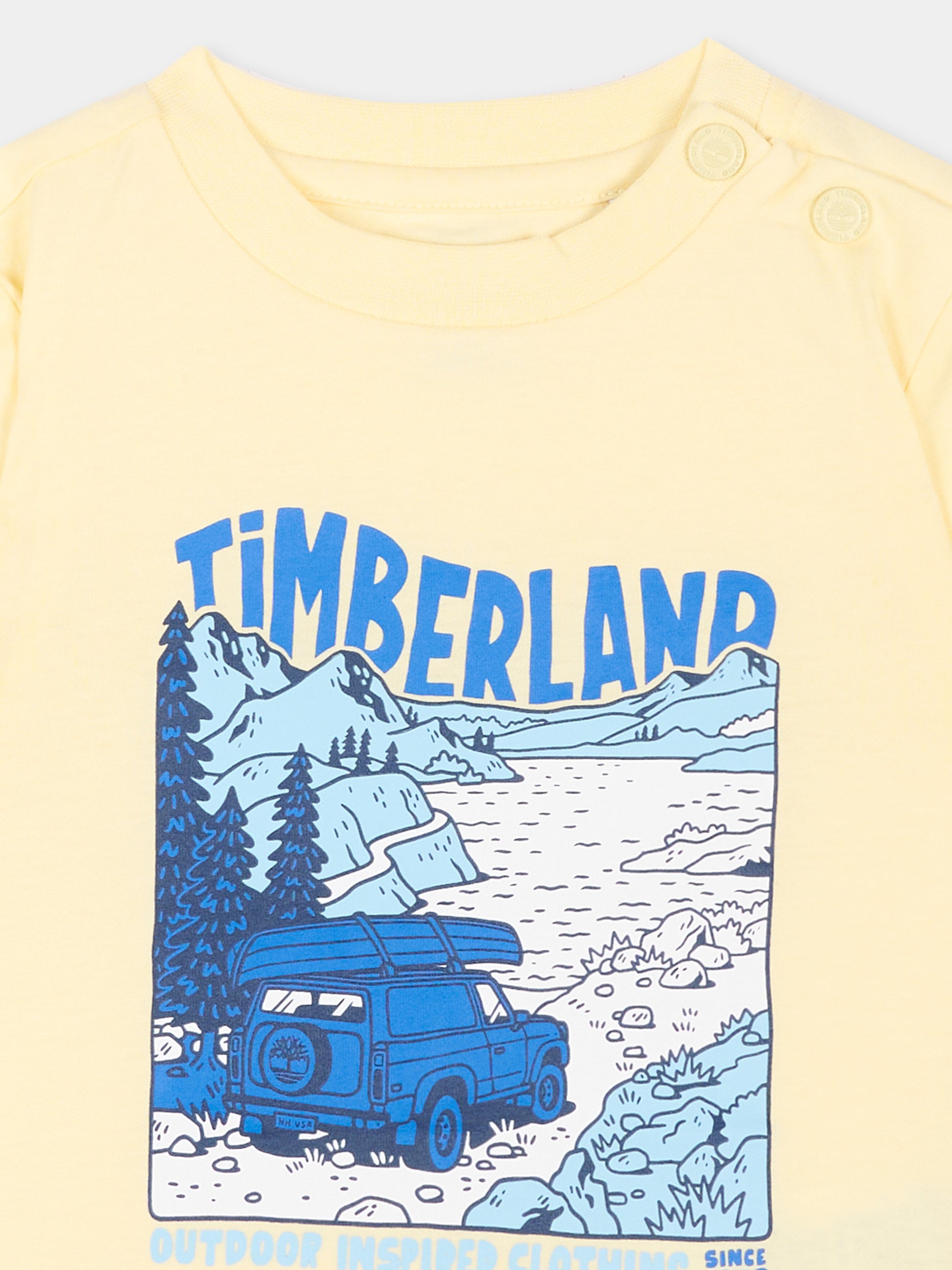 T-shirt gialla per neonato con stampa,Timberland,T60855 505