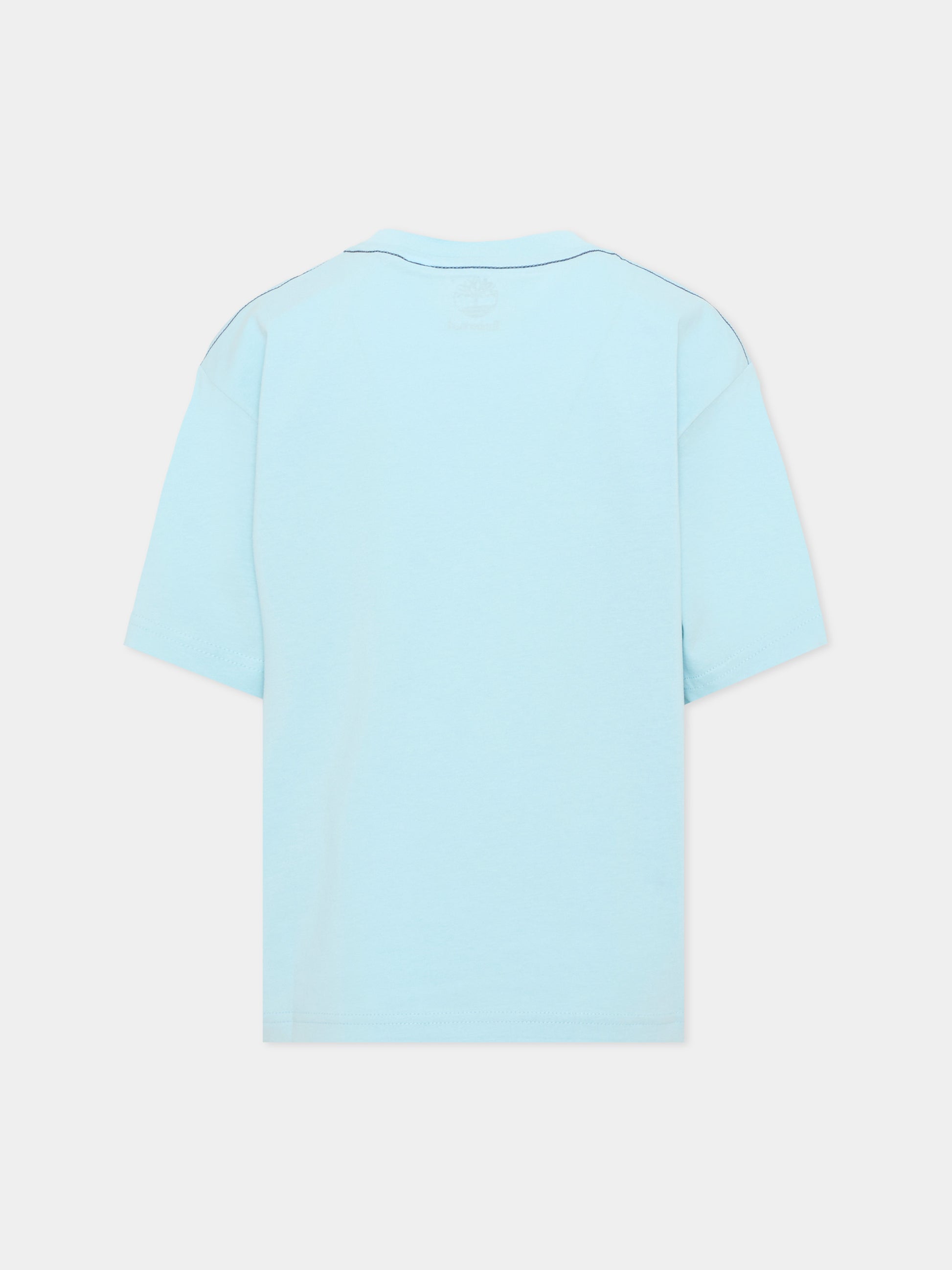 T-Shirt celeste per bambino con logo,Timberland,T60791 77B