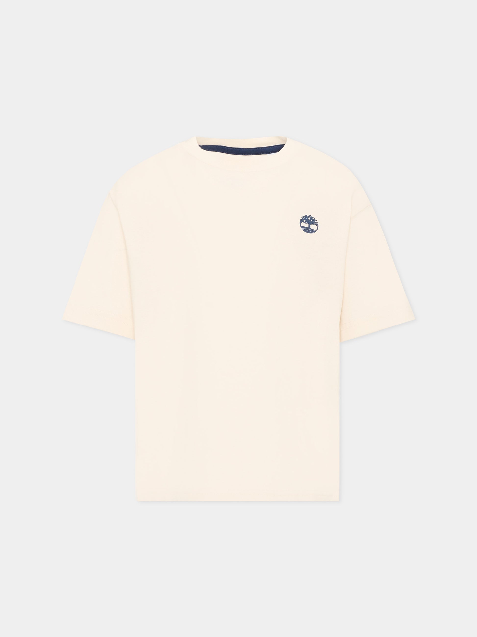 T-Shirt avorio per bambino con logo,Timberland,T60804 127