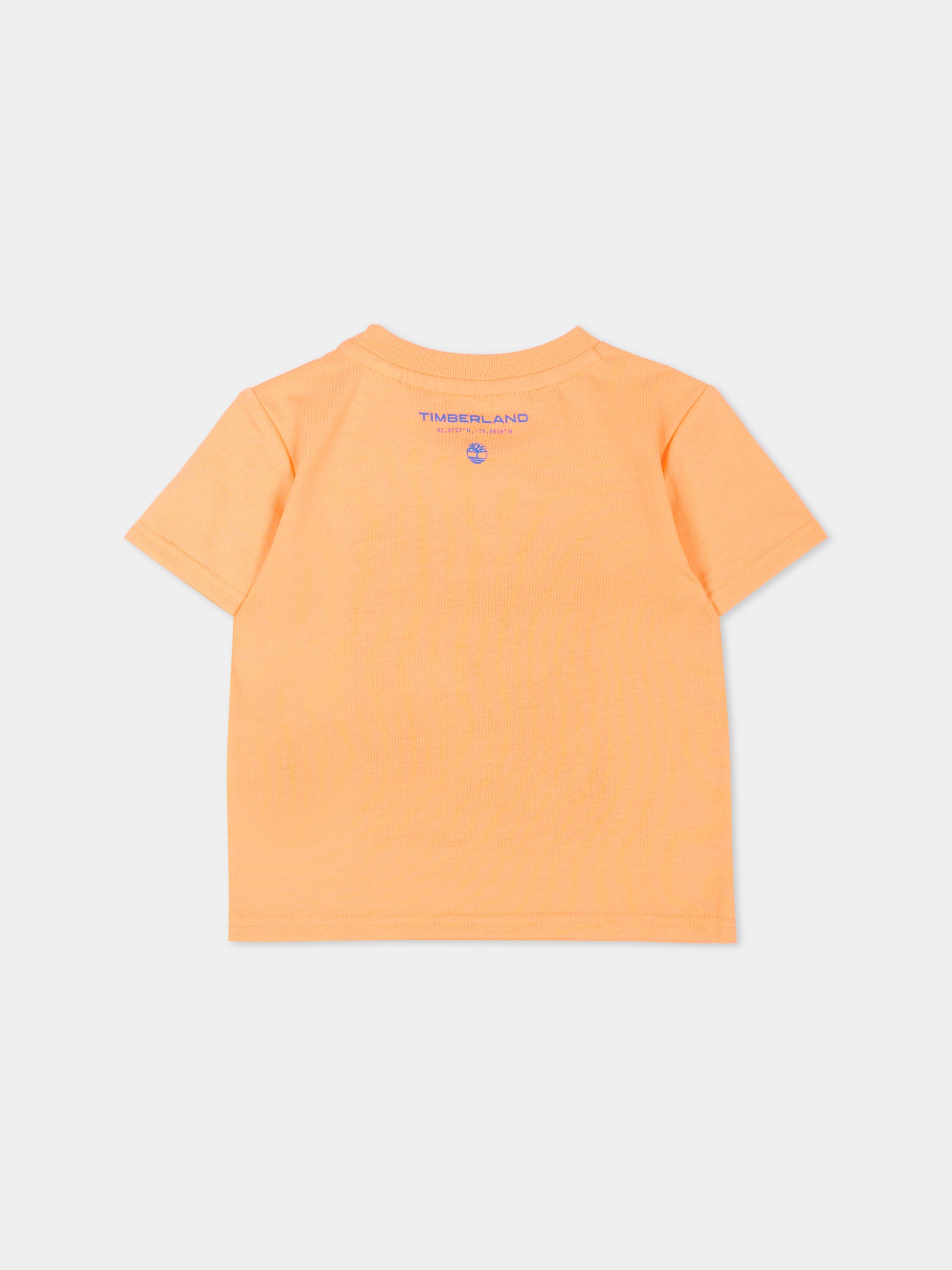 T-Shirt arancione per bambino con logo,Timberland,T60851 42Y