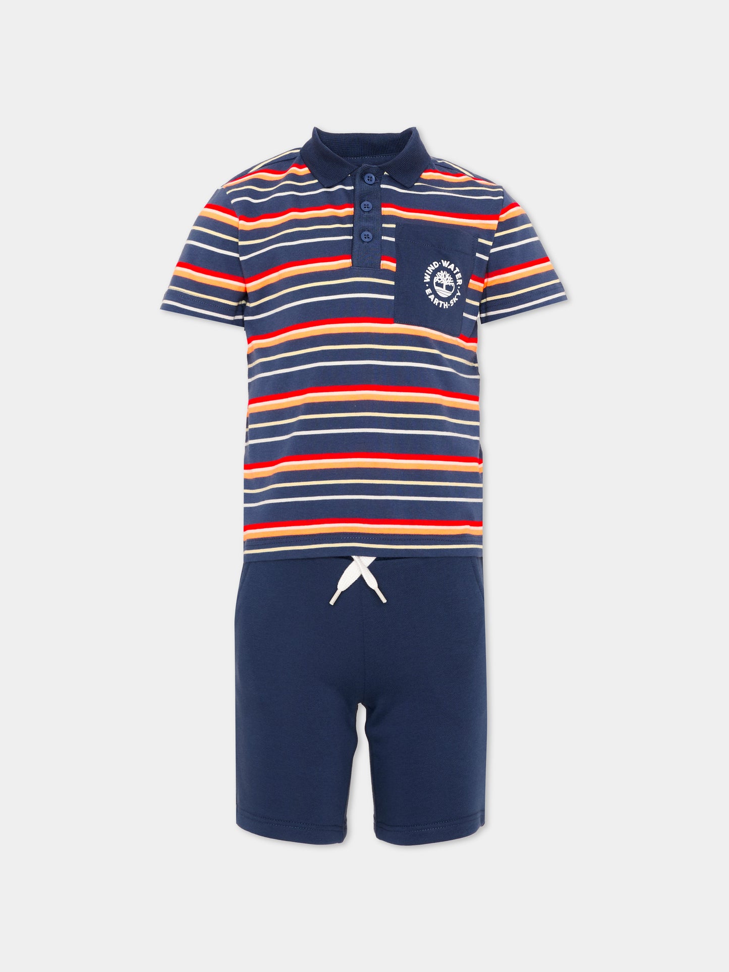 Completo sportivo blu per bambino a righe,Timberland,T60858 805