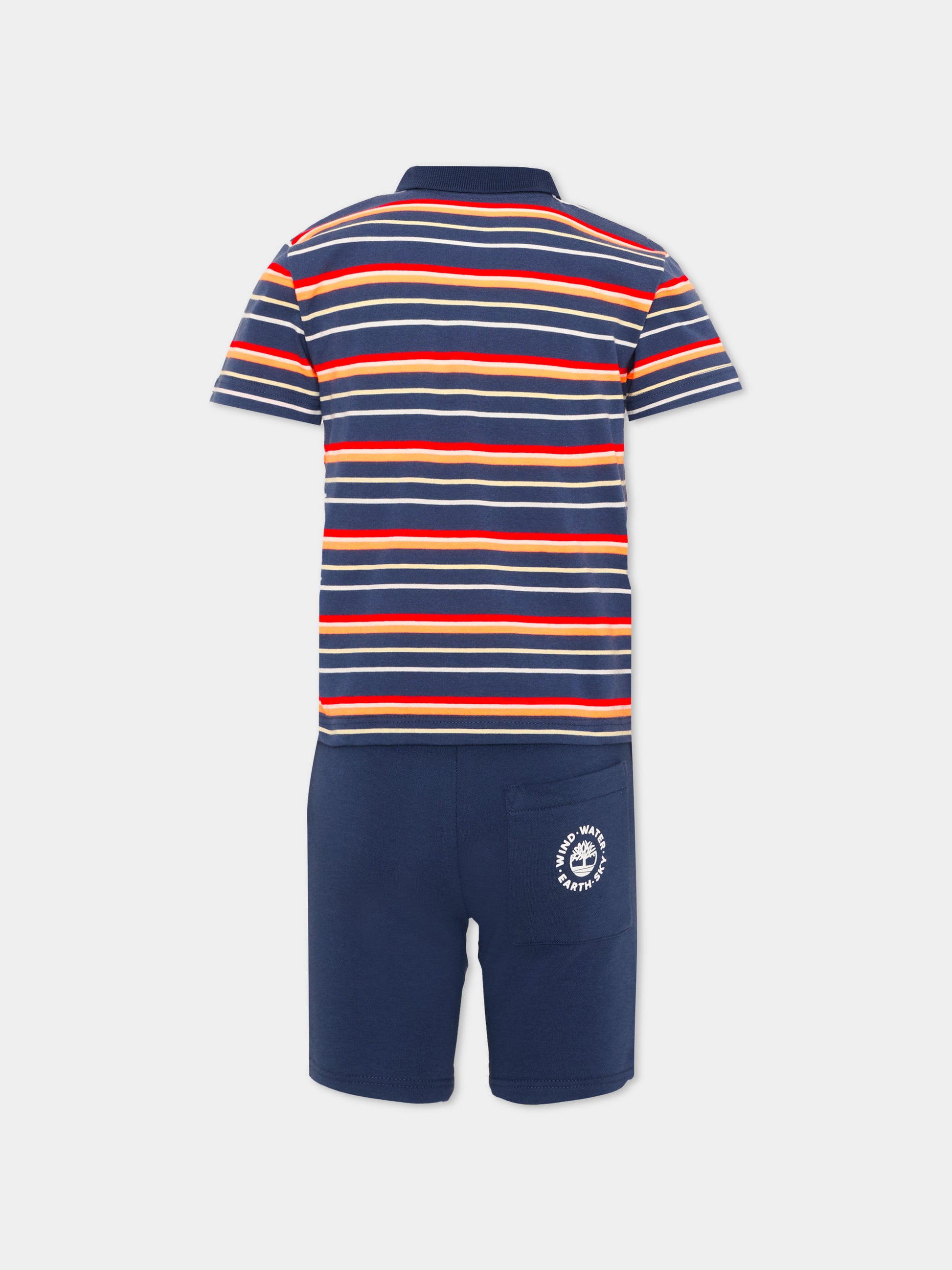 Completo sportivo blu per bambino a righe,Timberland,T60858 805