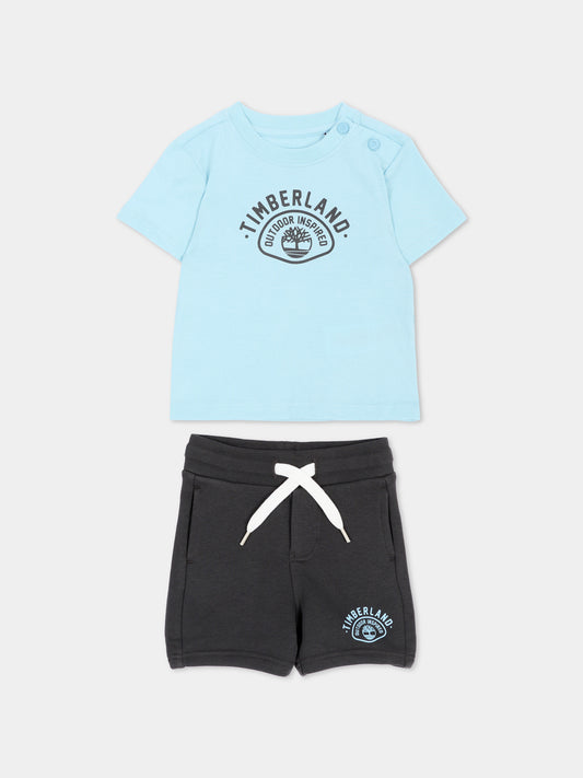 Completo sportivo celeste per neonato con logo,Timberland,T60859 77B