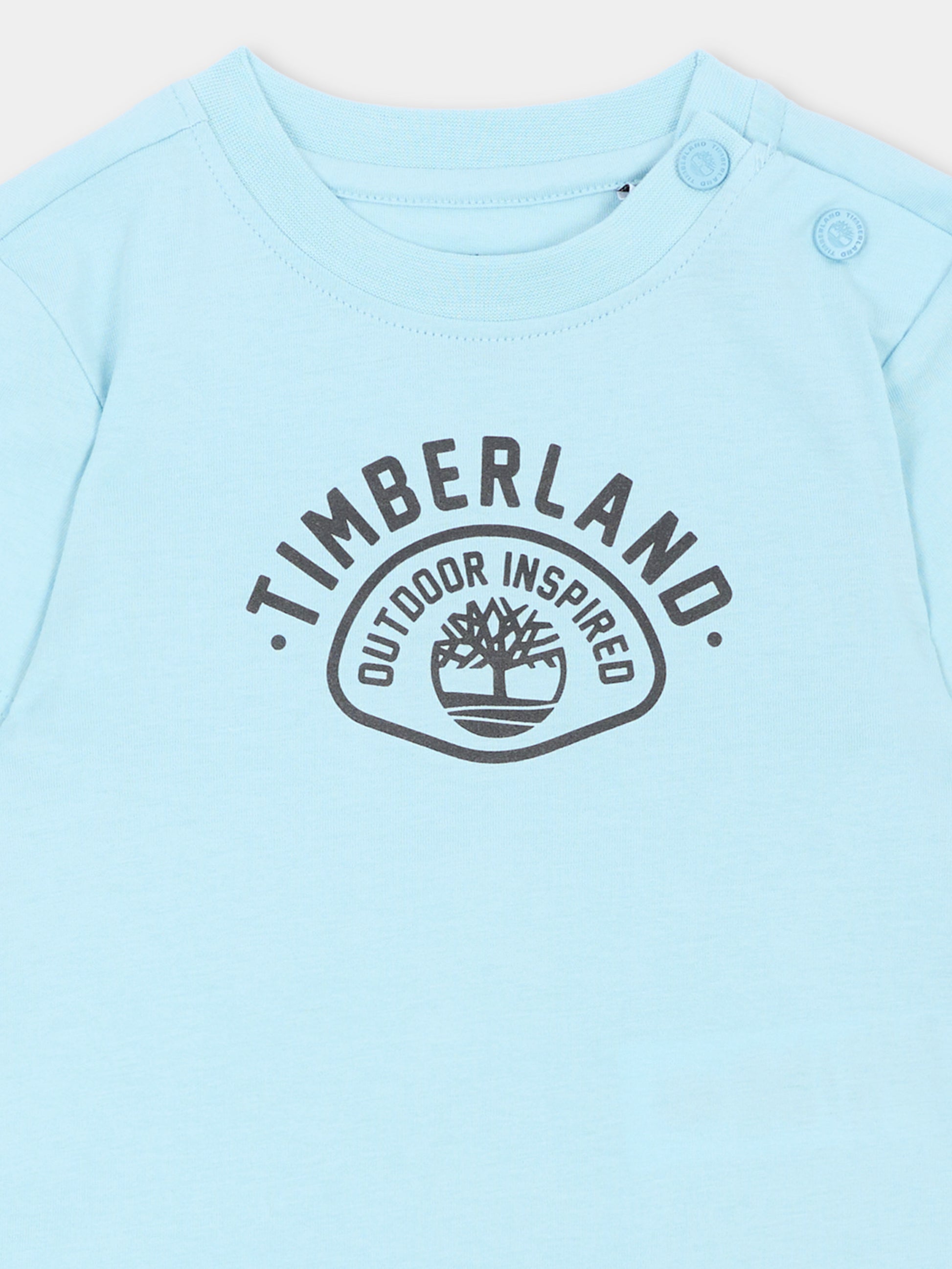 Completo sportivo celeste per neonato con logo,Timberland,T60859 77B