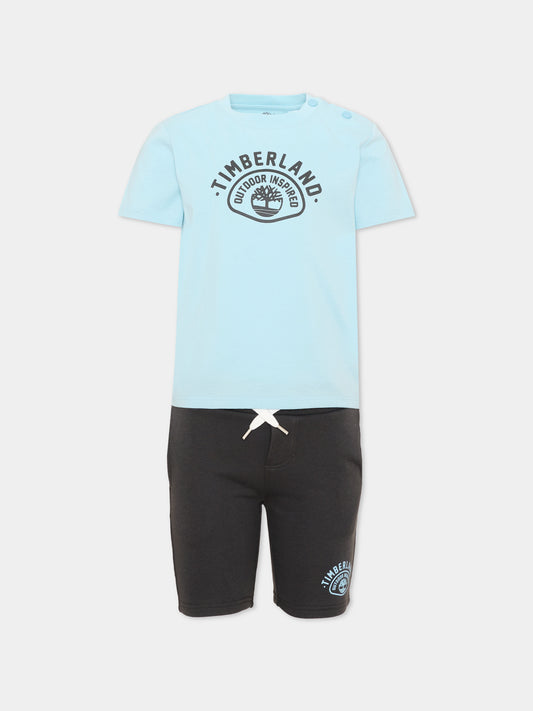Completo sportivo celeste per bambino con logo,Timberland,T60859 77B