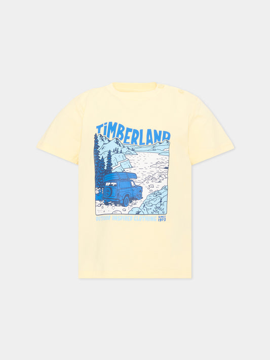 T-shirt gialla per bambino con stampa,Timberland,T60855 505