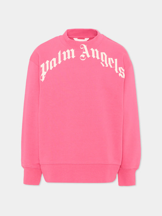 Felpa fucsia per bambina con logo,Palm Angels,PGBA013S26FLE001 044