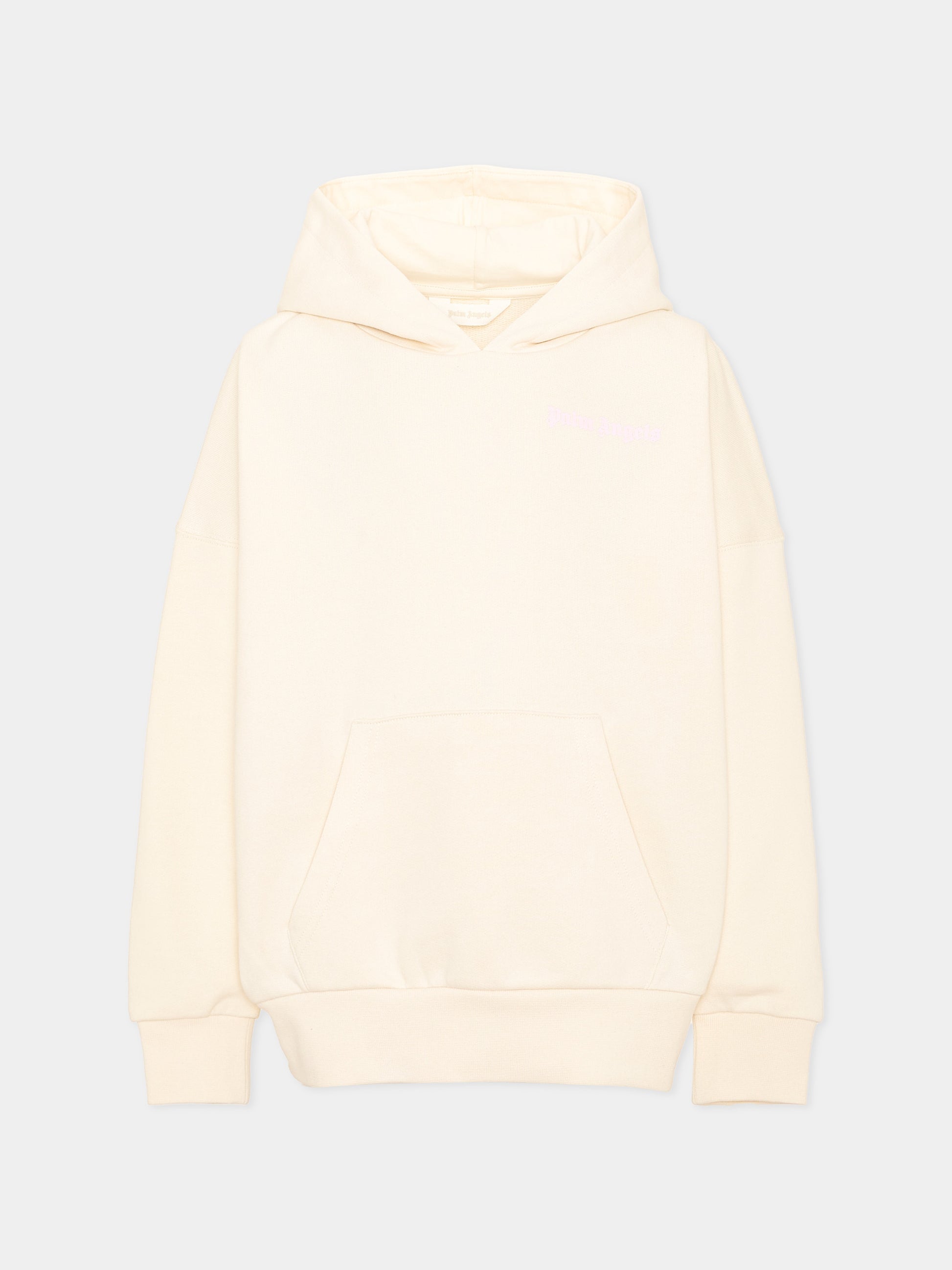 Felpa con cappuccio avorio logo,Palm Angels,PGBB014S26FLE001 002