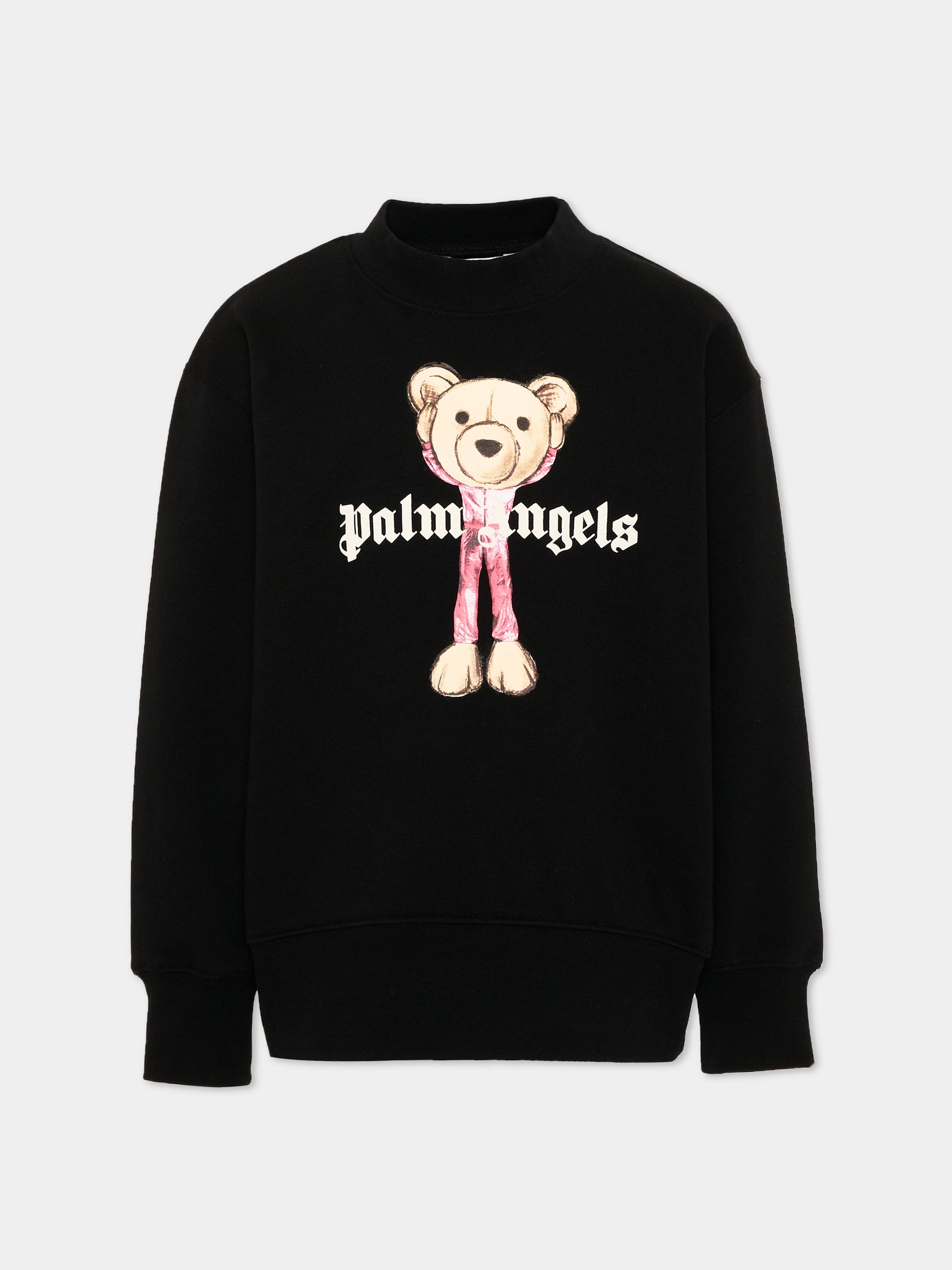 Felpa nera per bambina con teddy bear,Palm Angels,PGBA013S26FLE00A 110